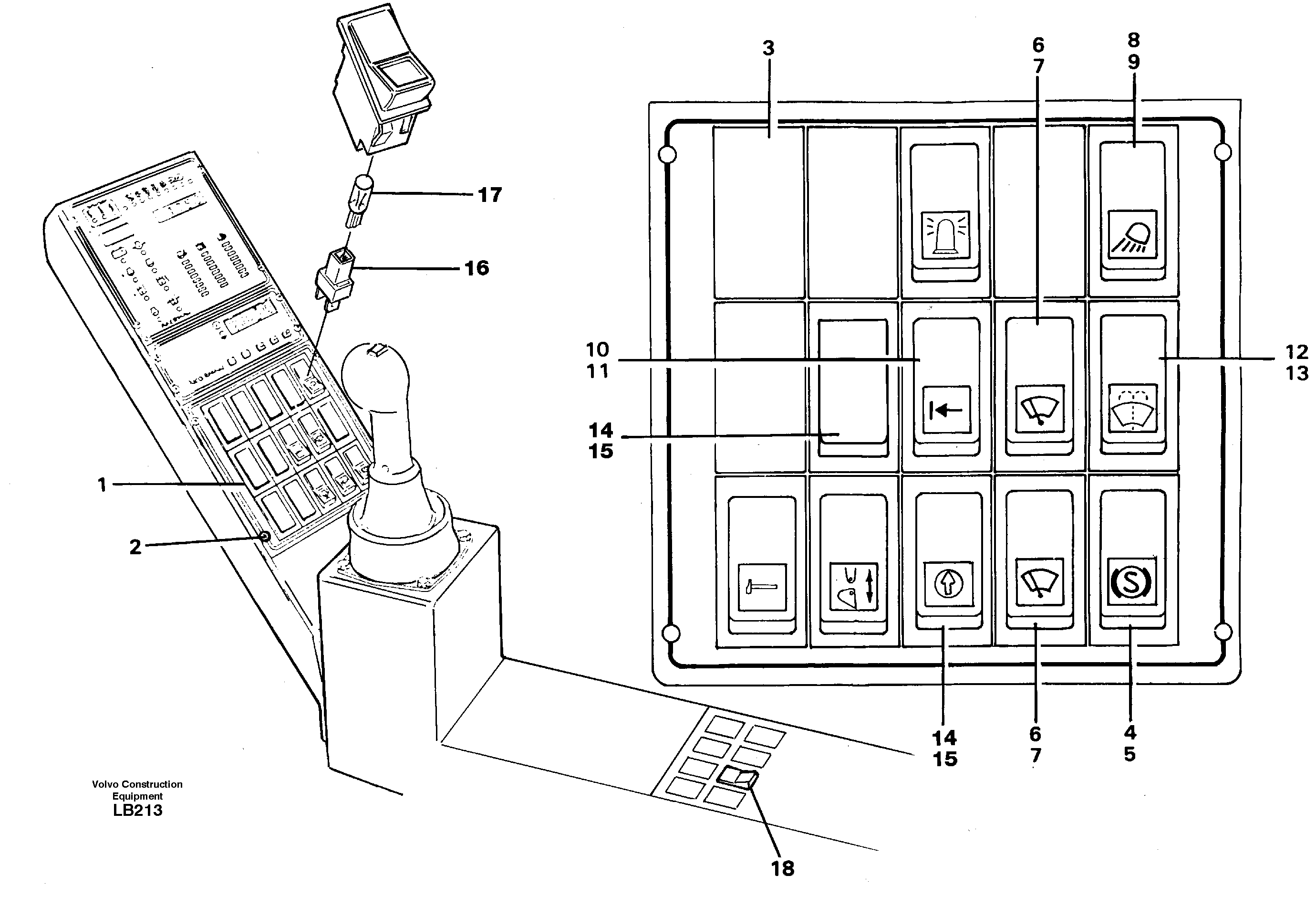 Rocker switch panel — volvo parts diagram