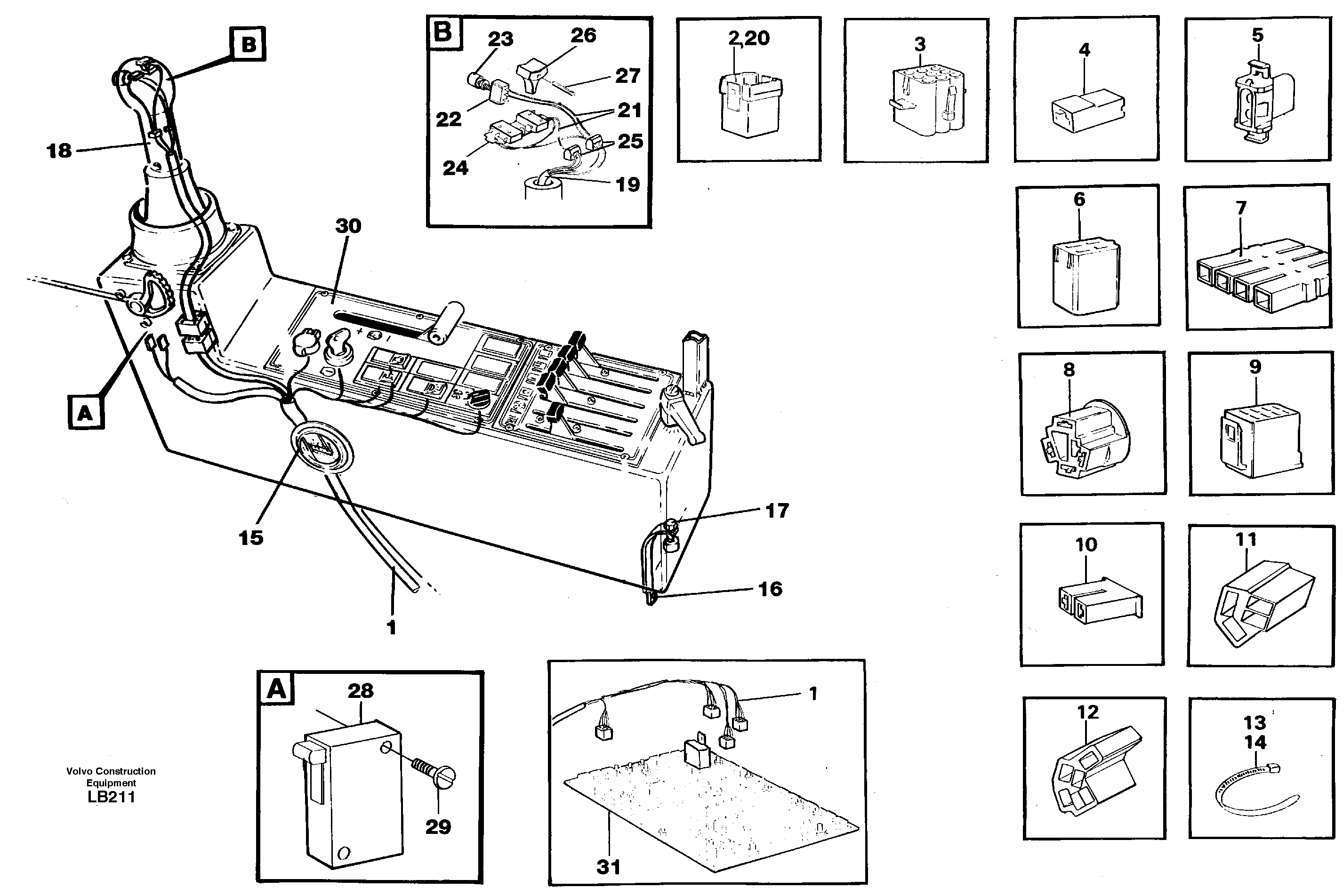 Cable harness, side panel, left — volvo parts diagram