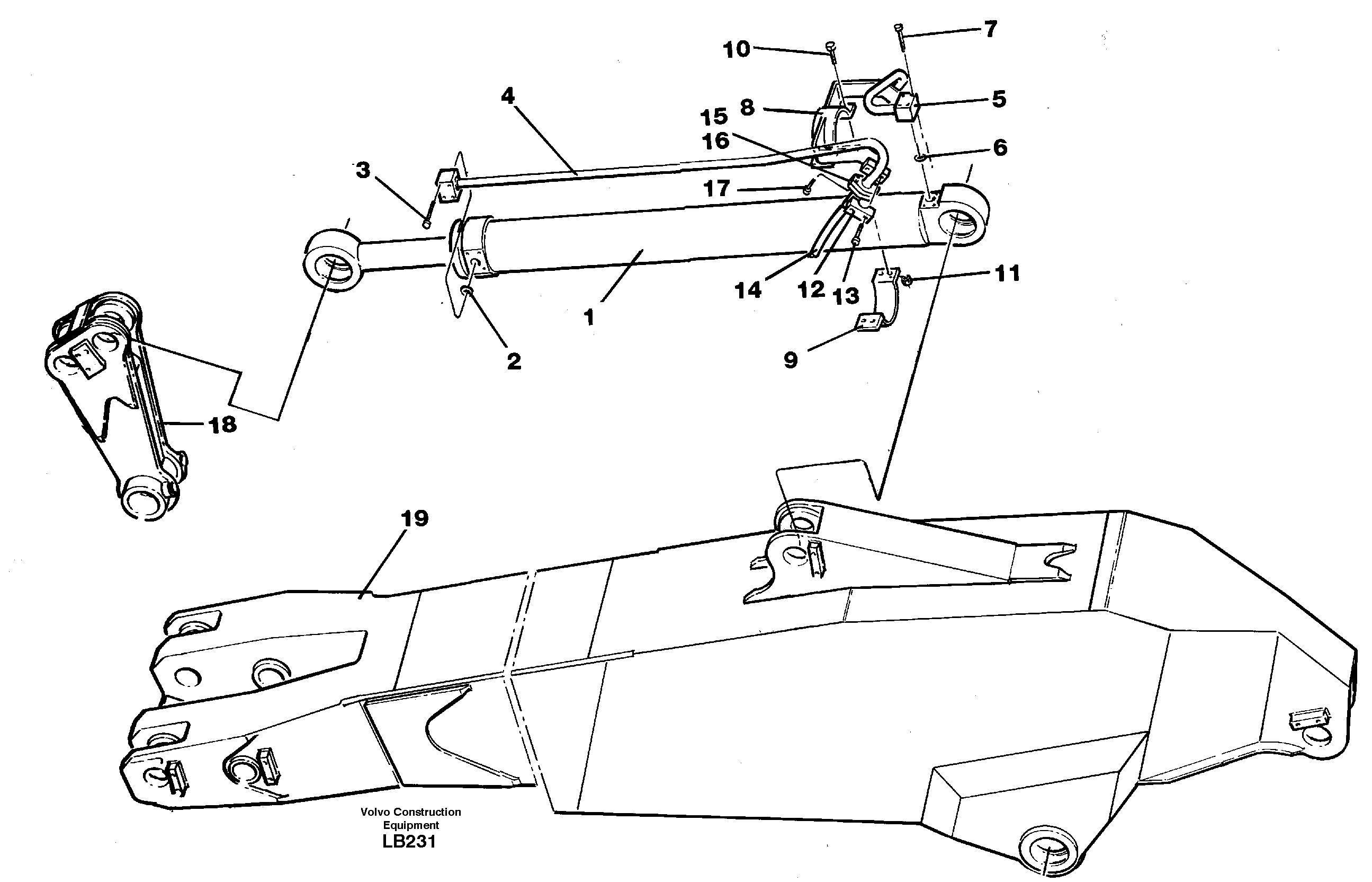 Cylinder hydraulics, dipper arm  14302413, 14302414, 14302502 — volvo parts diagram
