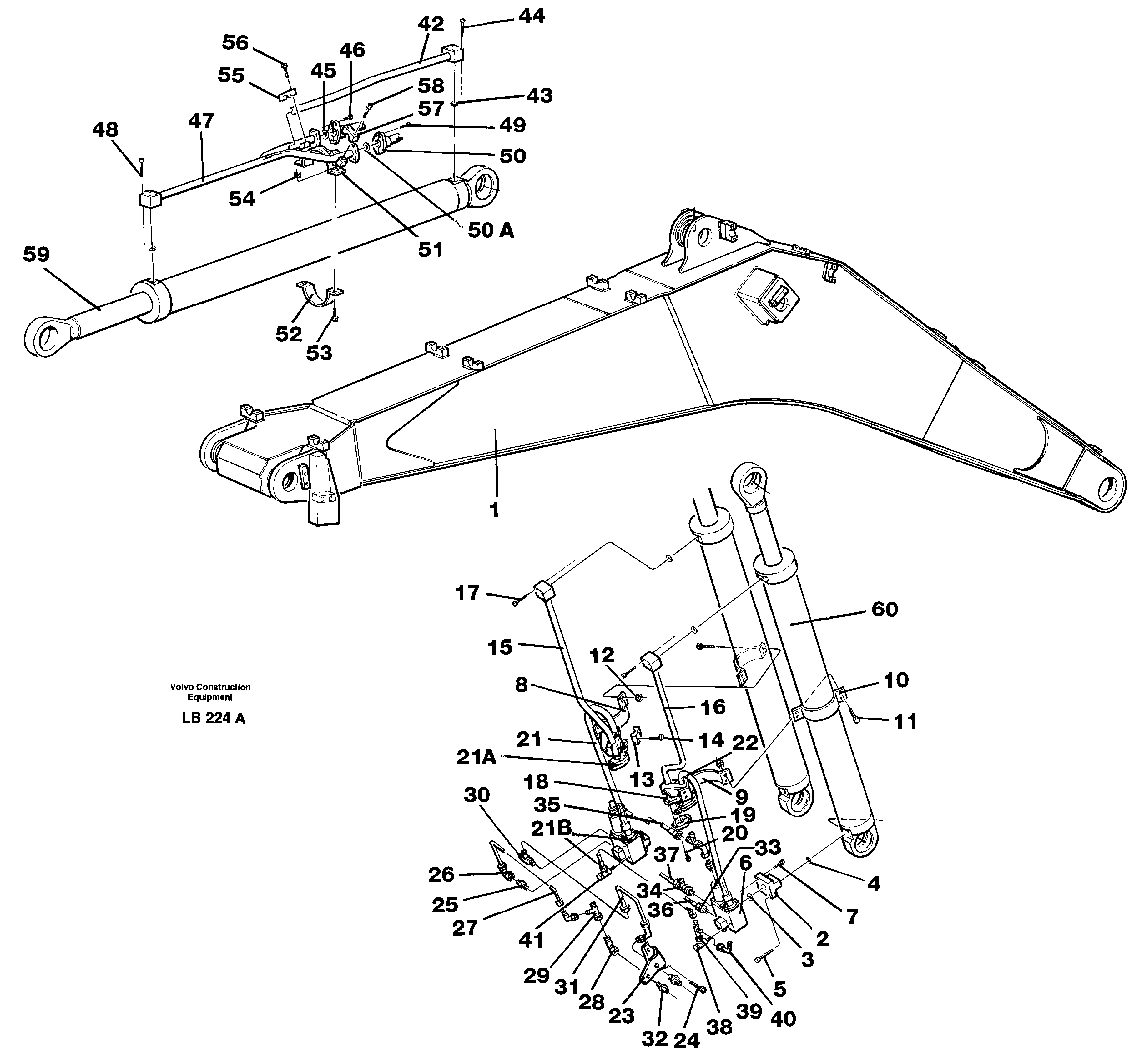 Cylinder hydraulics, backhoe boom  14302412, 14302565 — volvo parts diagram
