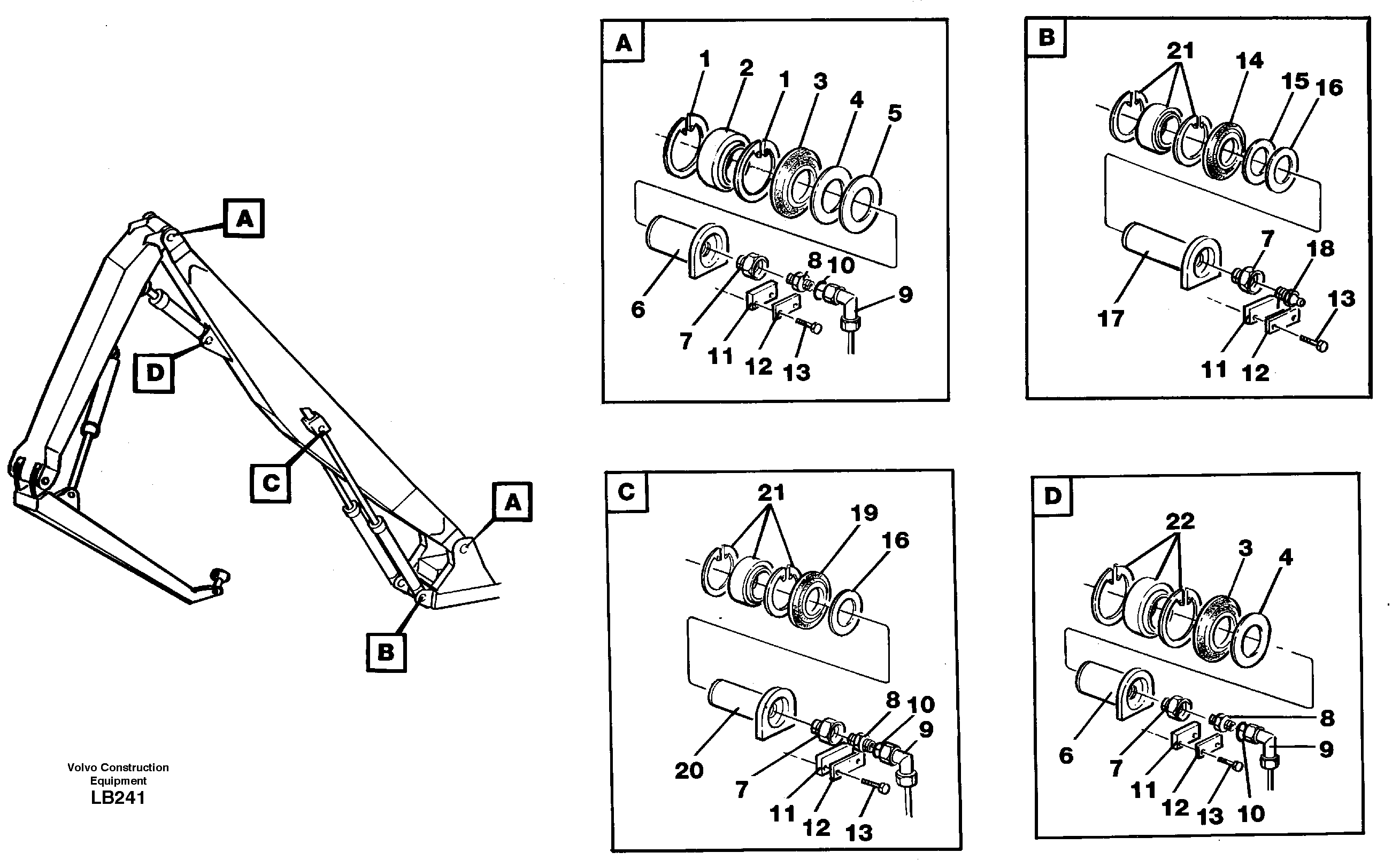 Attachements, boom, handling equipment, 3 pcs  14264164 — volvo parts diagram
