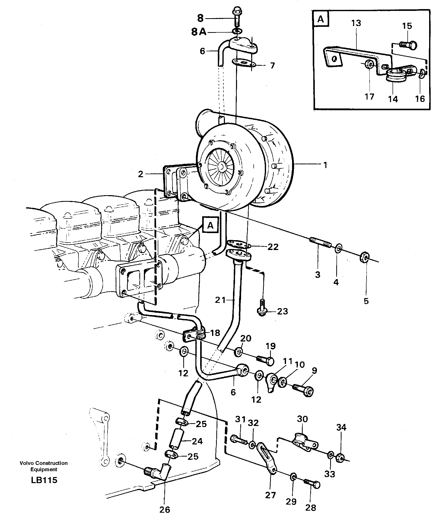 Turbocharger with fitting parts — volvo parts diagram