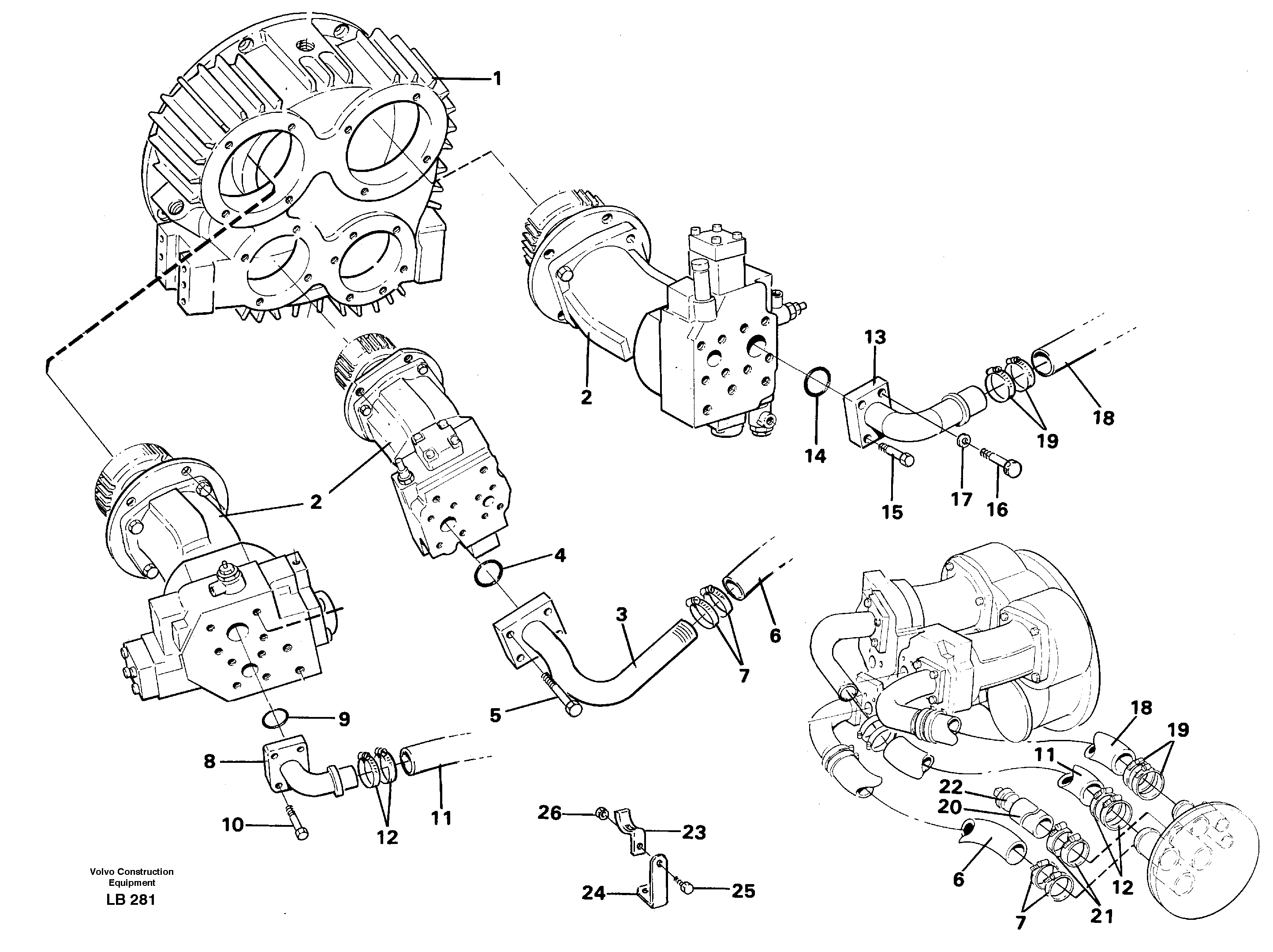 Hydraulic system suction lines — volvo parts diagram