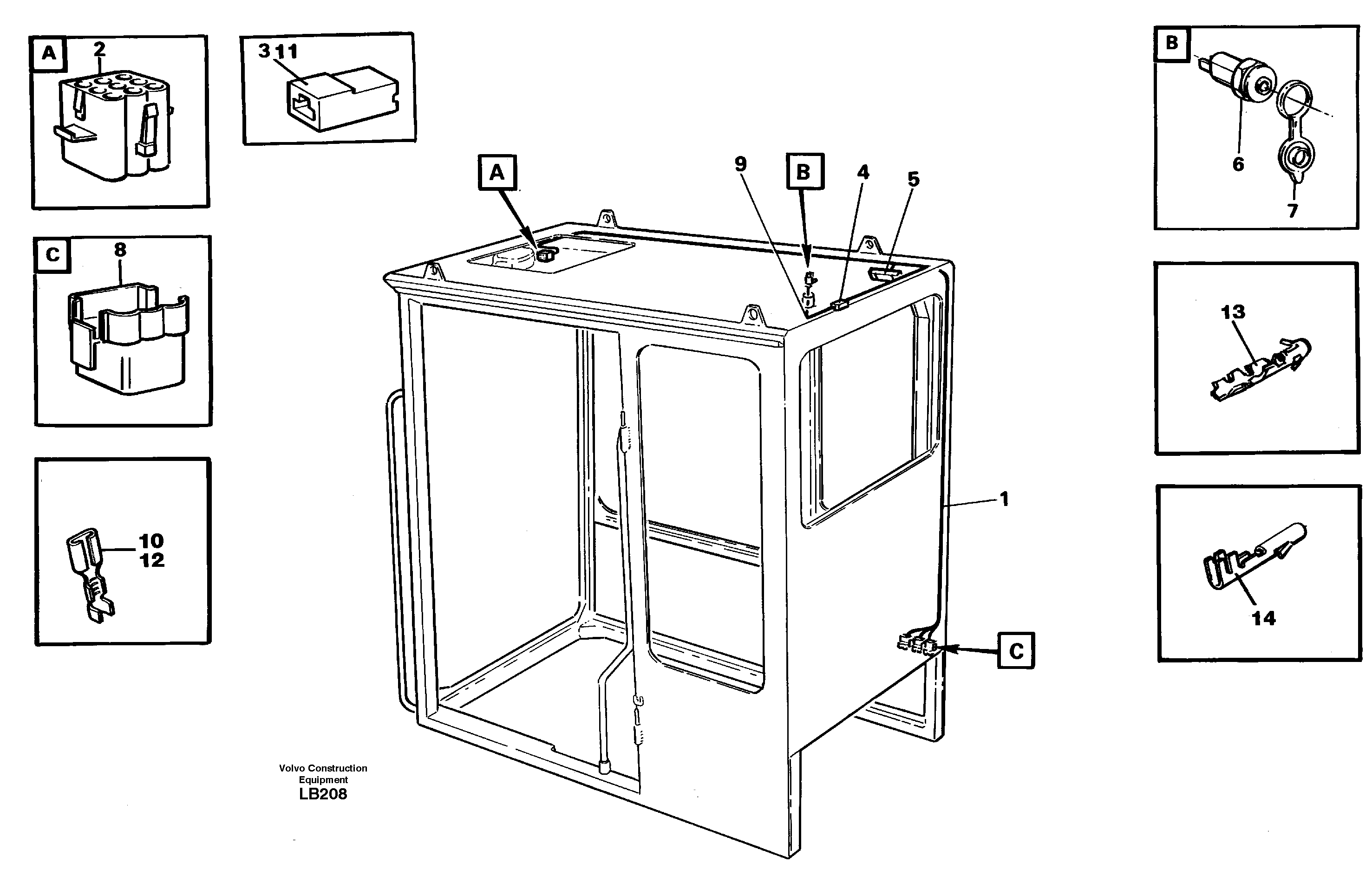 Cable harnesses, cab — volvo parts diagram