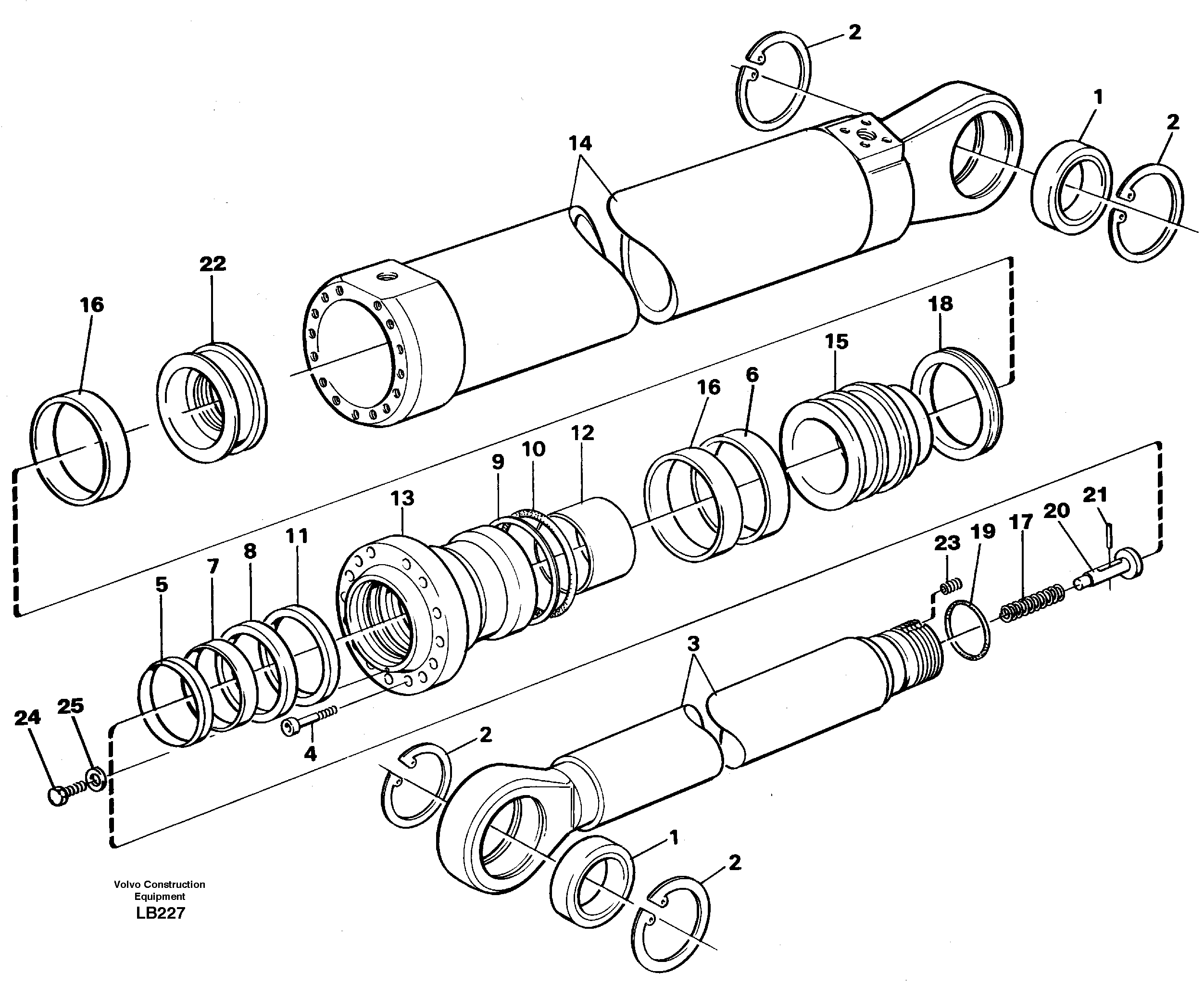 Dipper cylinder, backhoe equipment  14263685, 14302565 — volvo parts diagram