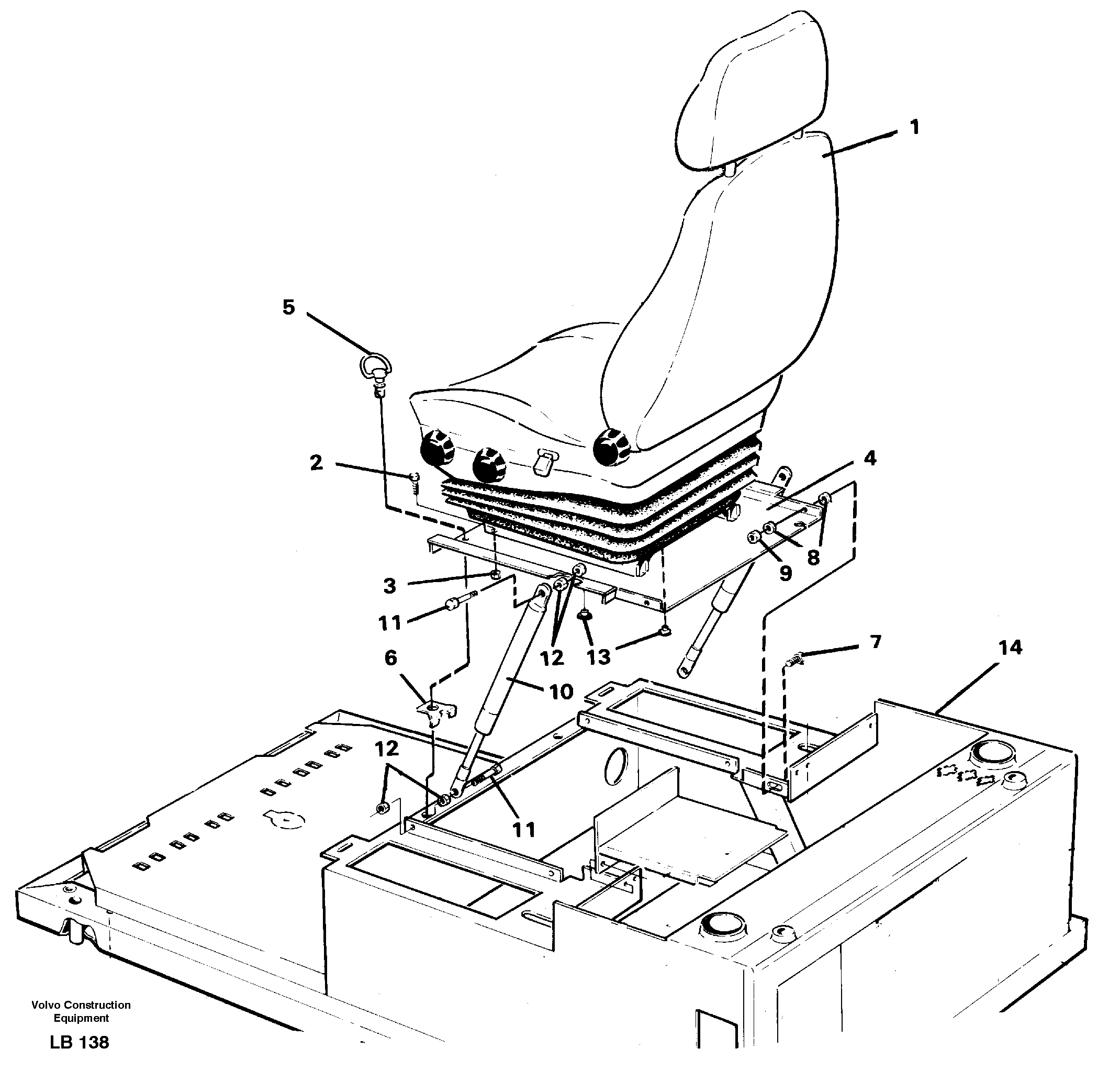 Operator seat with fitting parts — volvo parts diagram