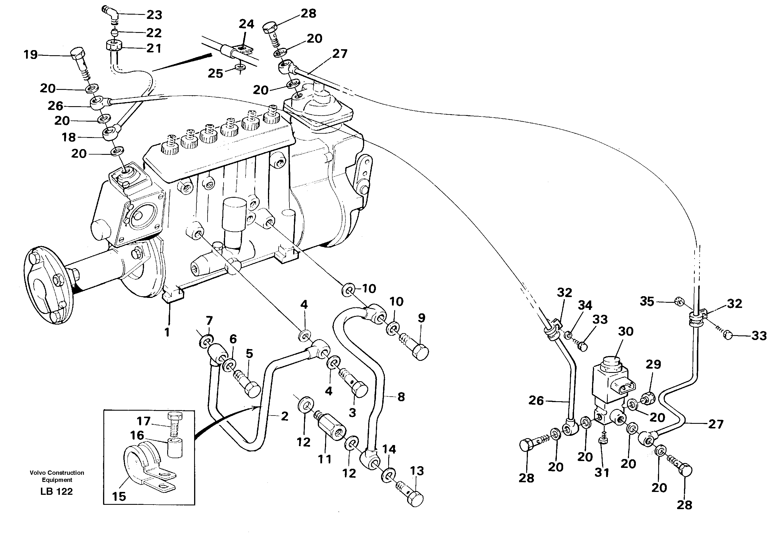 Injection pump: lubricating pipe — volvo parts diagram