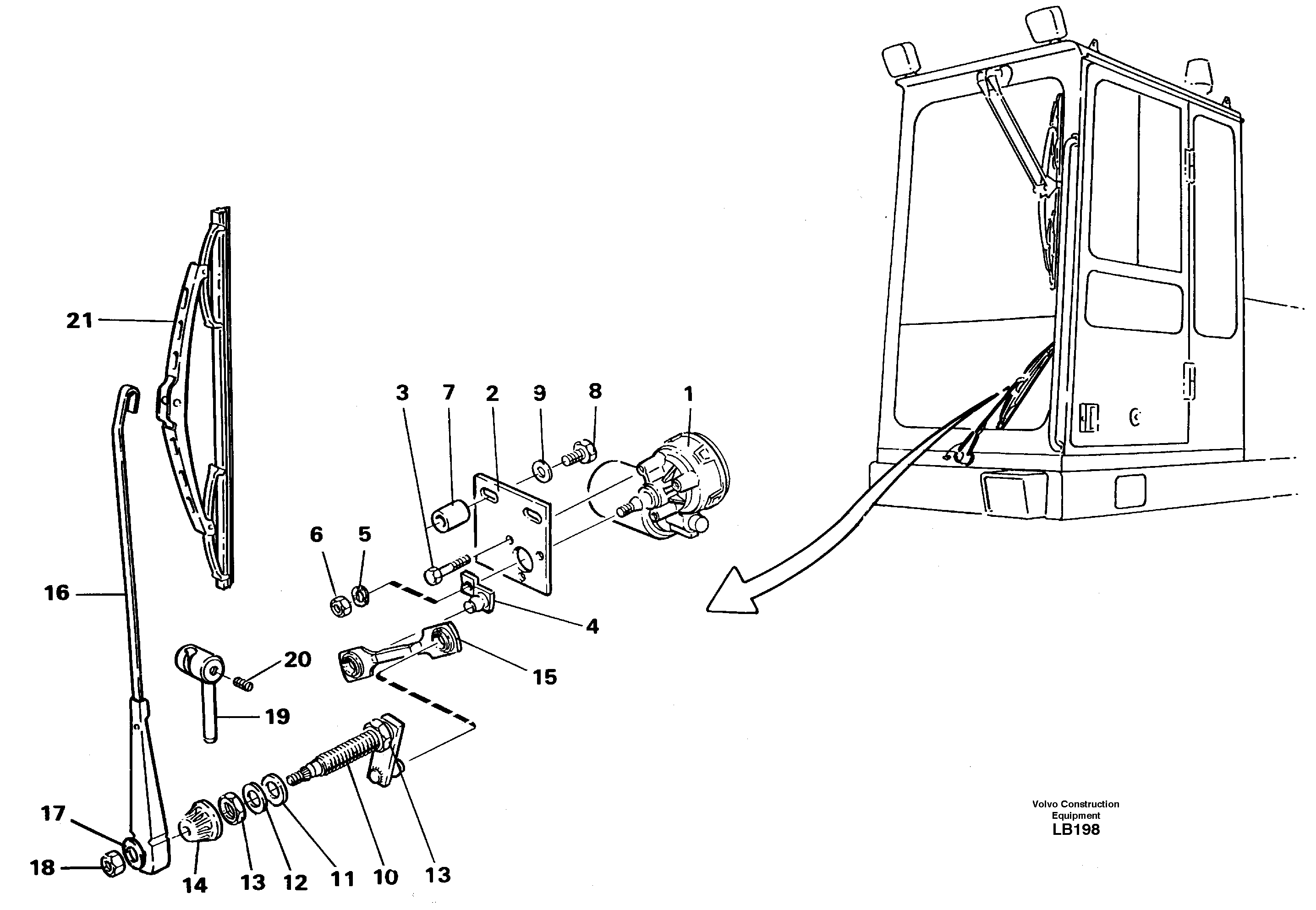 Windscreen wiper, lower — volvo parts diagram