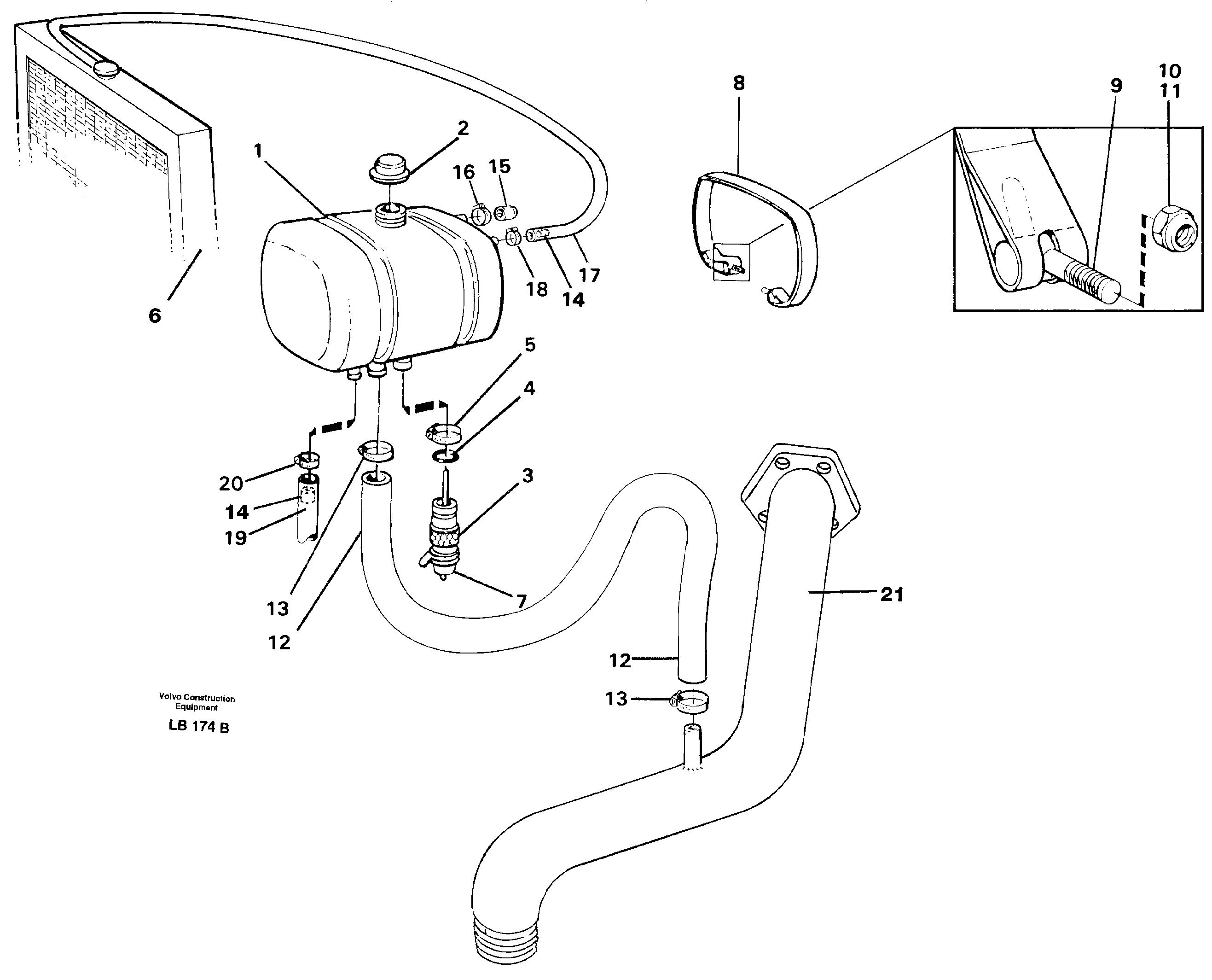 Expansion tank with fitting parts — volvo parts diagram