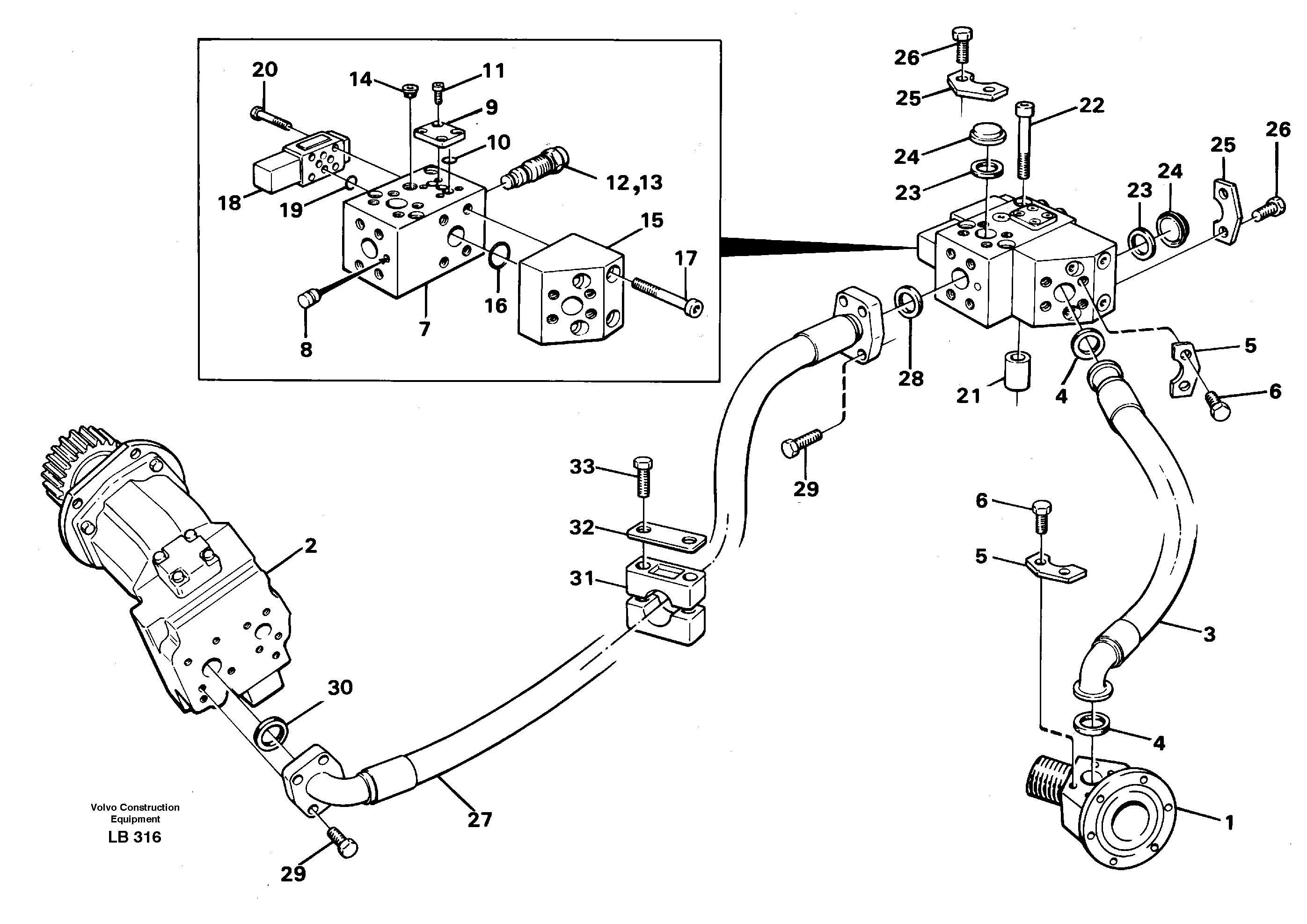 Hydraulic system, Feeed line P4  14264913, 14264947 — volvo parts diagram