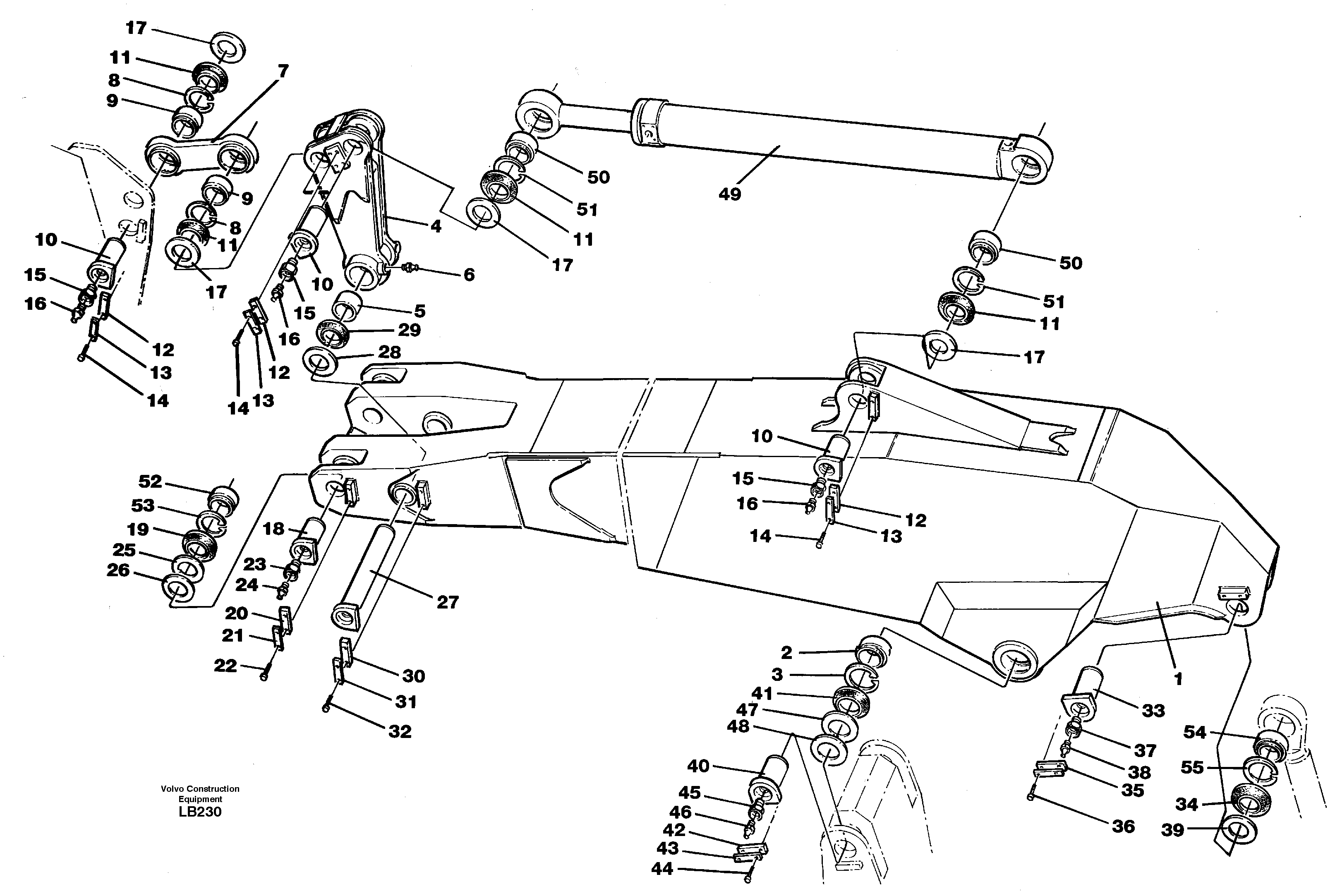 Backhoe dipper arm incl. connections  14302413, 14302414, 14302502 — volvo parts diagram