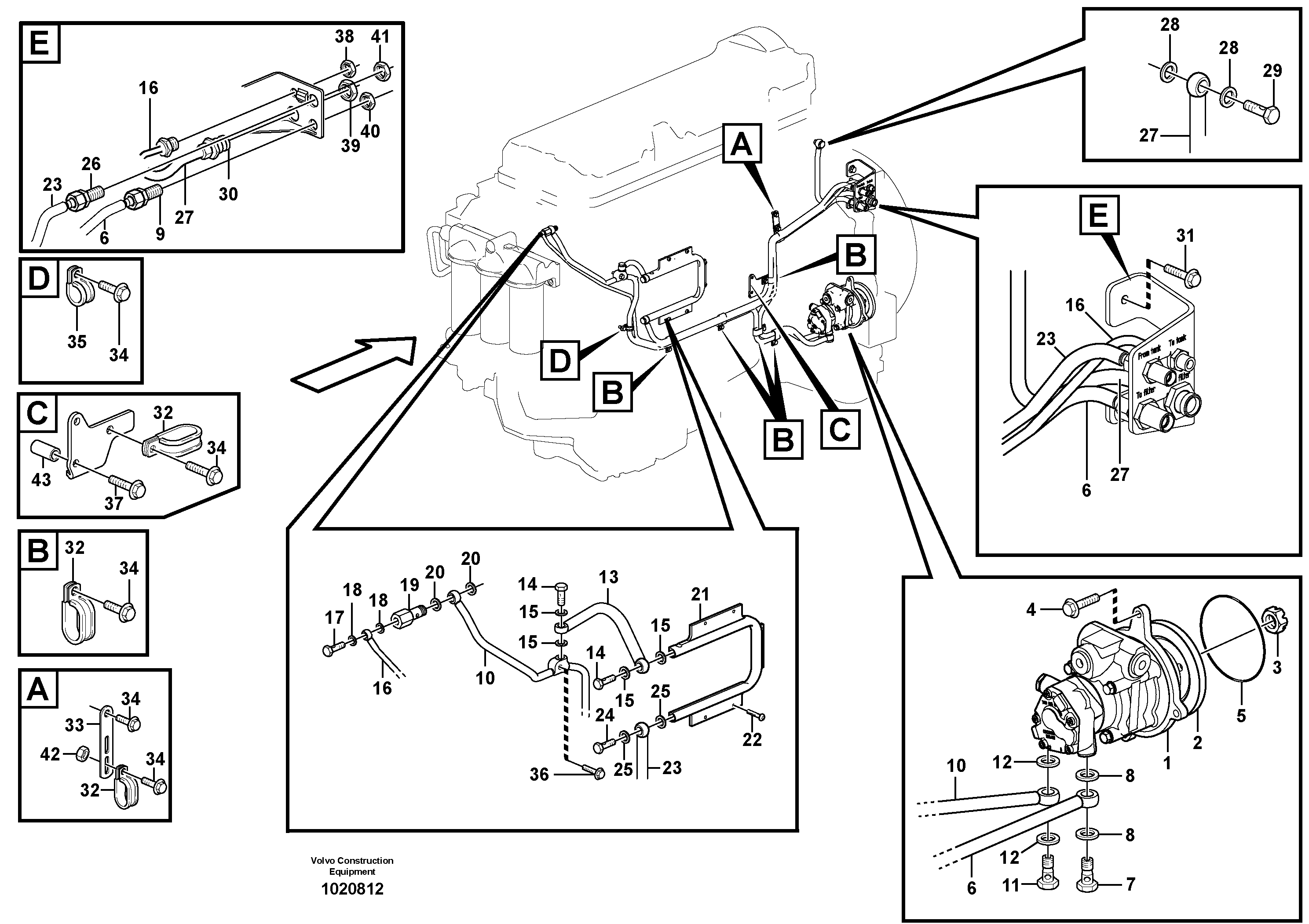 Fuel pipes, fuel pump — volvo parts diagram