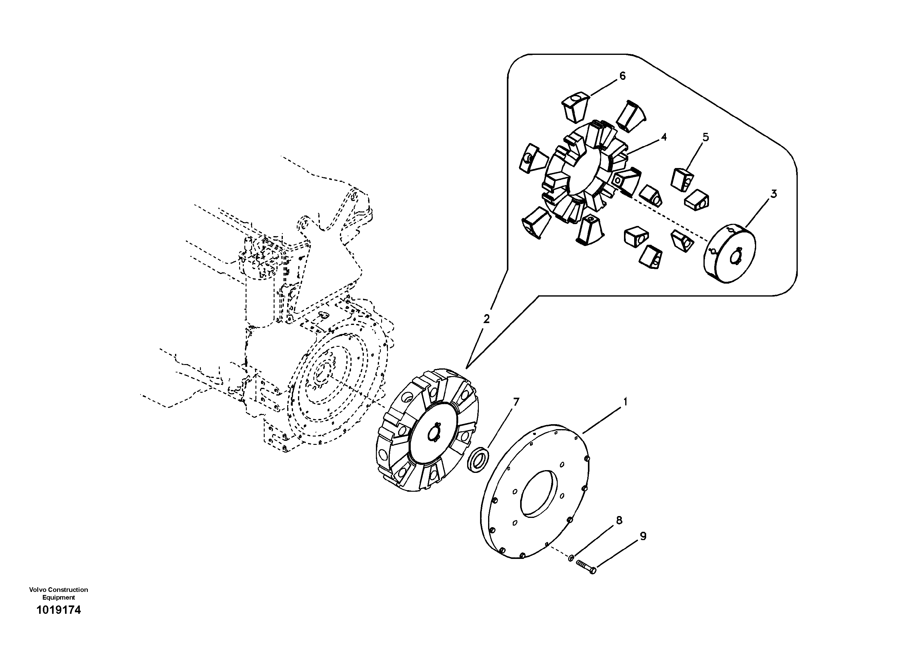 Pump gearbox with assembling parts — volvo parts diagram
