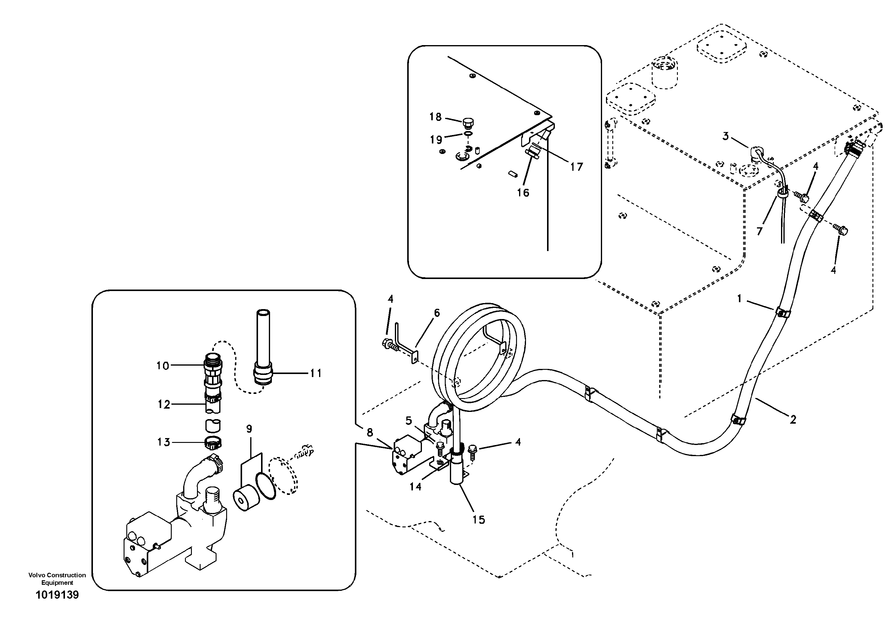 Fuel filling pump with assembling details — volvo parts diagram