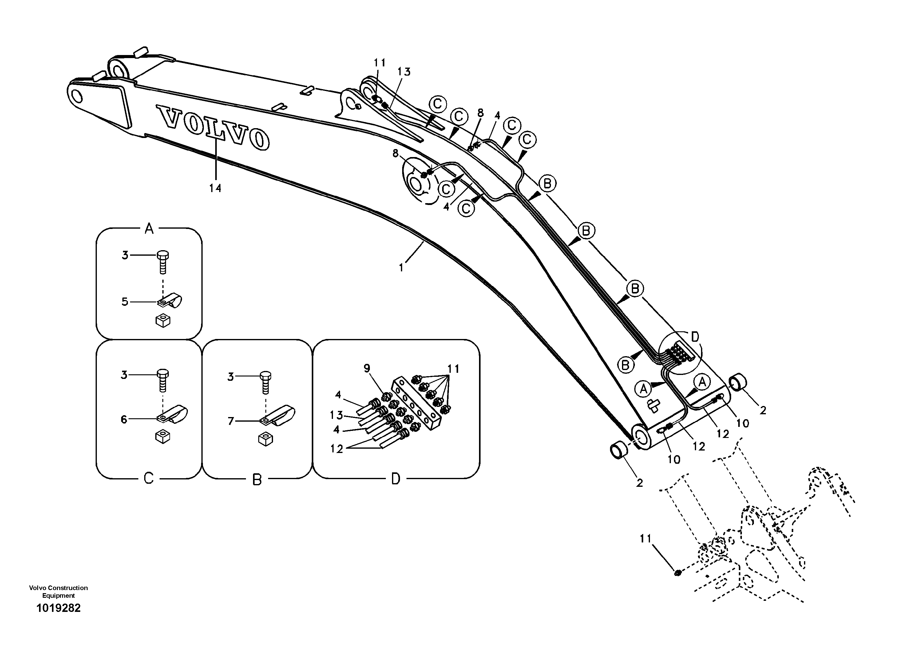 Boom and grease piping — volvo parts diagram
