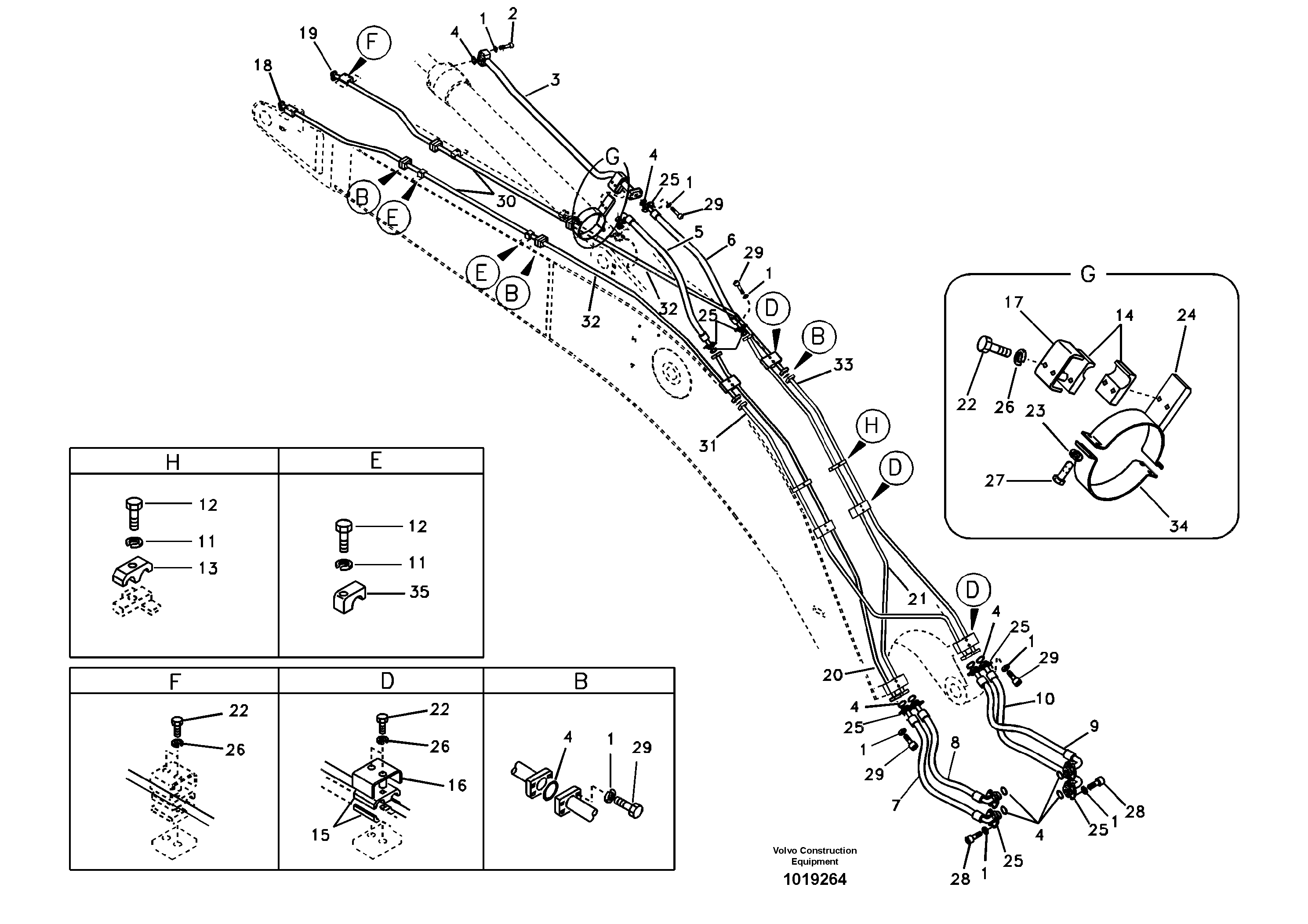 Working hydraulic, dipper arm cylinder on boom. — volvo parts diagram