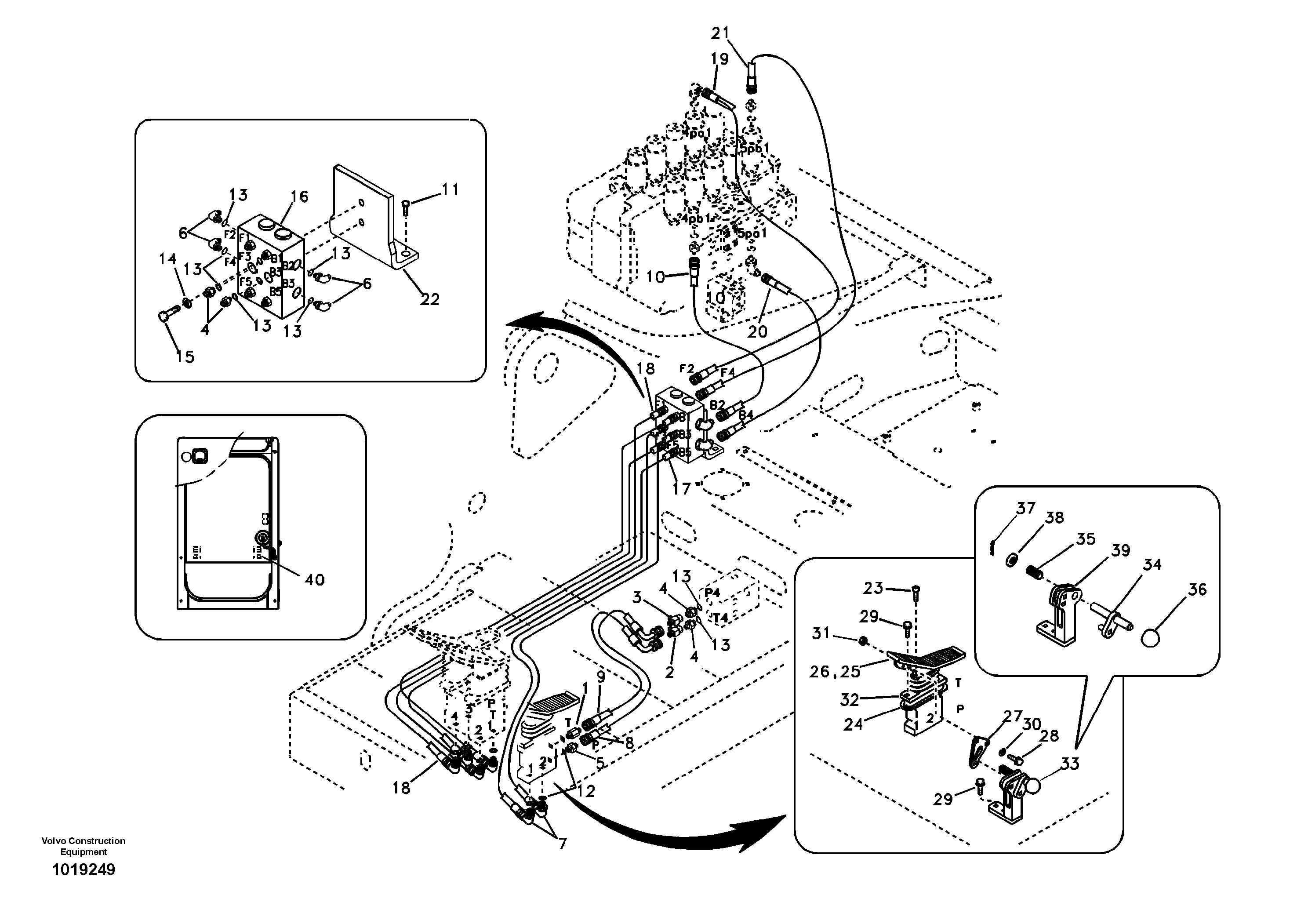 Servo system, control valve to remote control valve pedal — volvo parts diagram