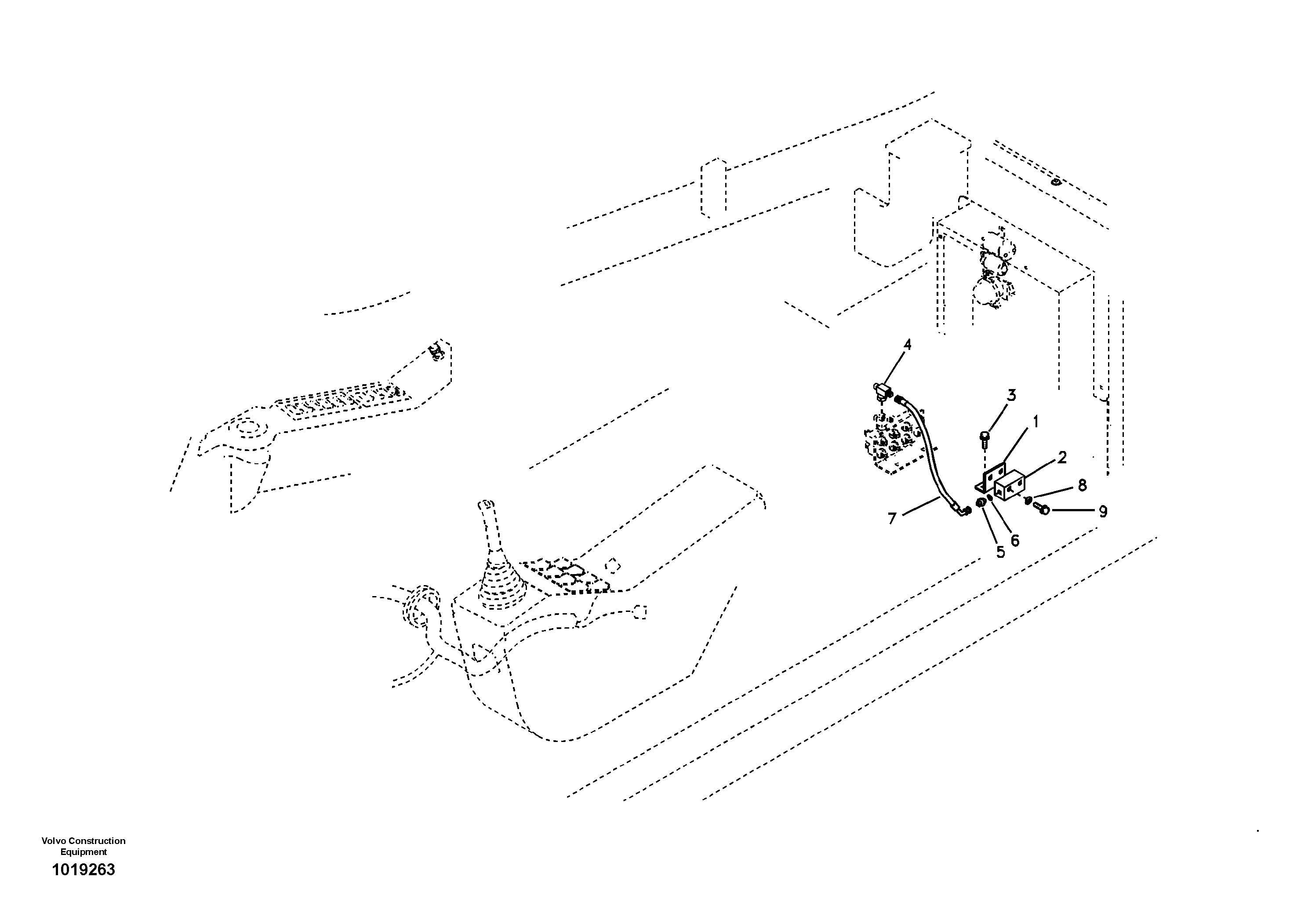 Working hydraulic, remote control valve pedal for hammer and shear — volvo parts diagram
