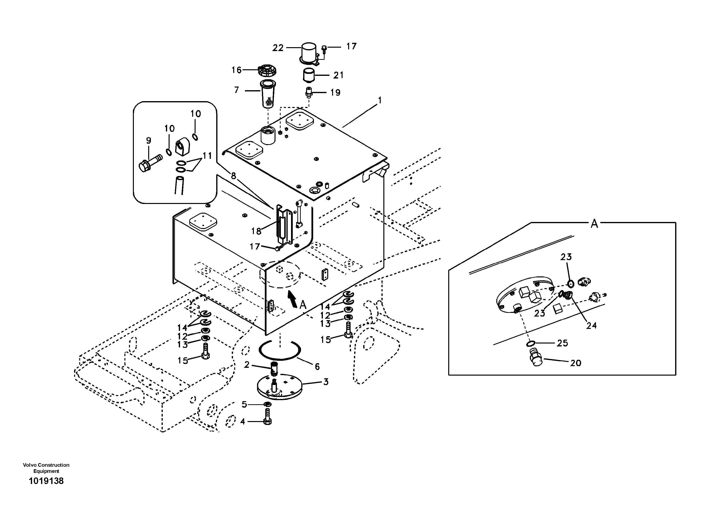 Fuel tank with fitting parts — volvo parts diagram