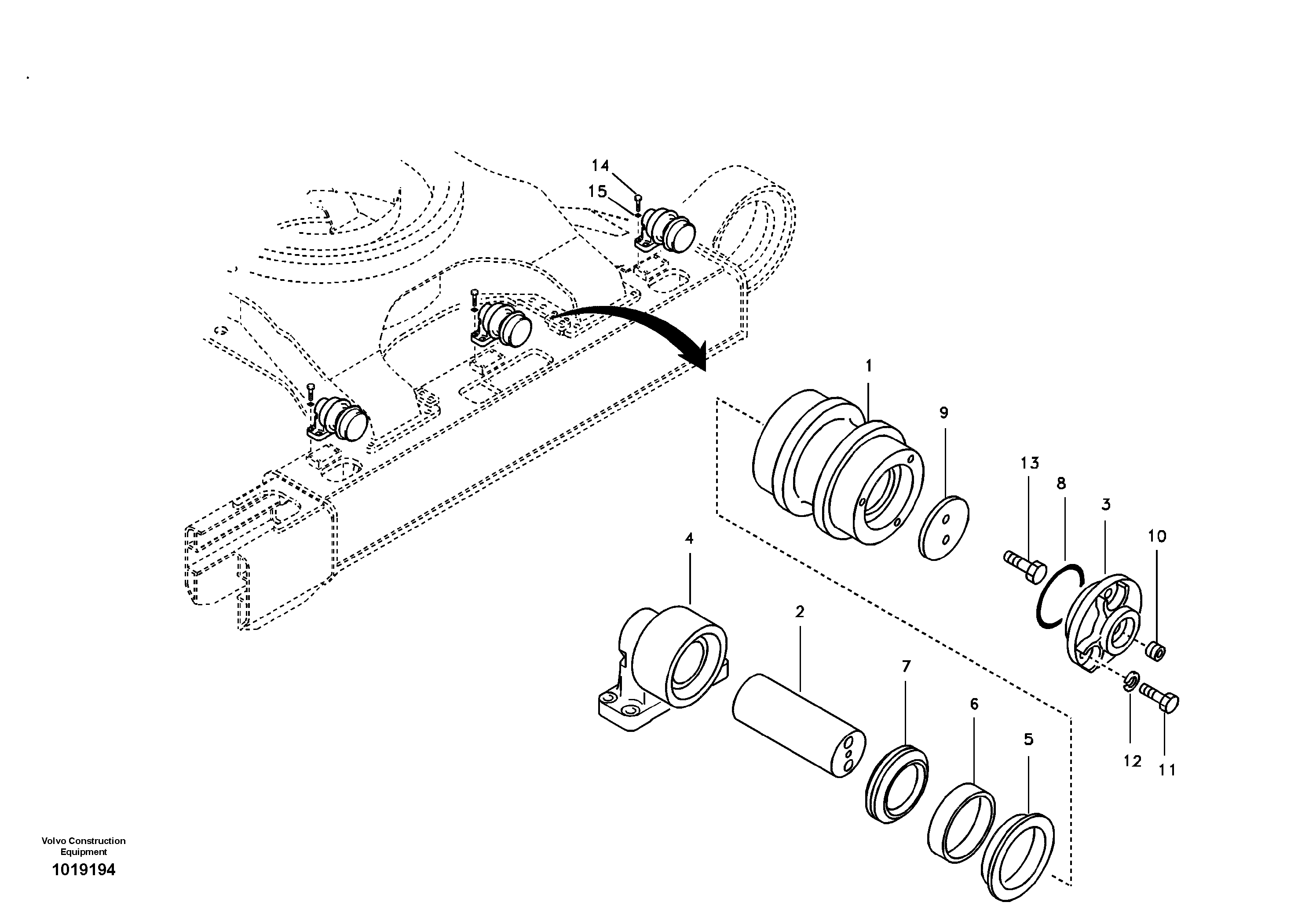 Top roller — volvo parts diagram