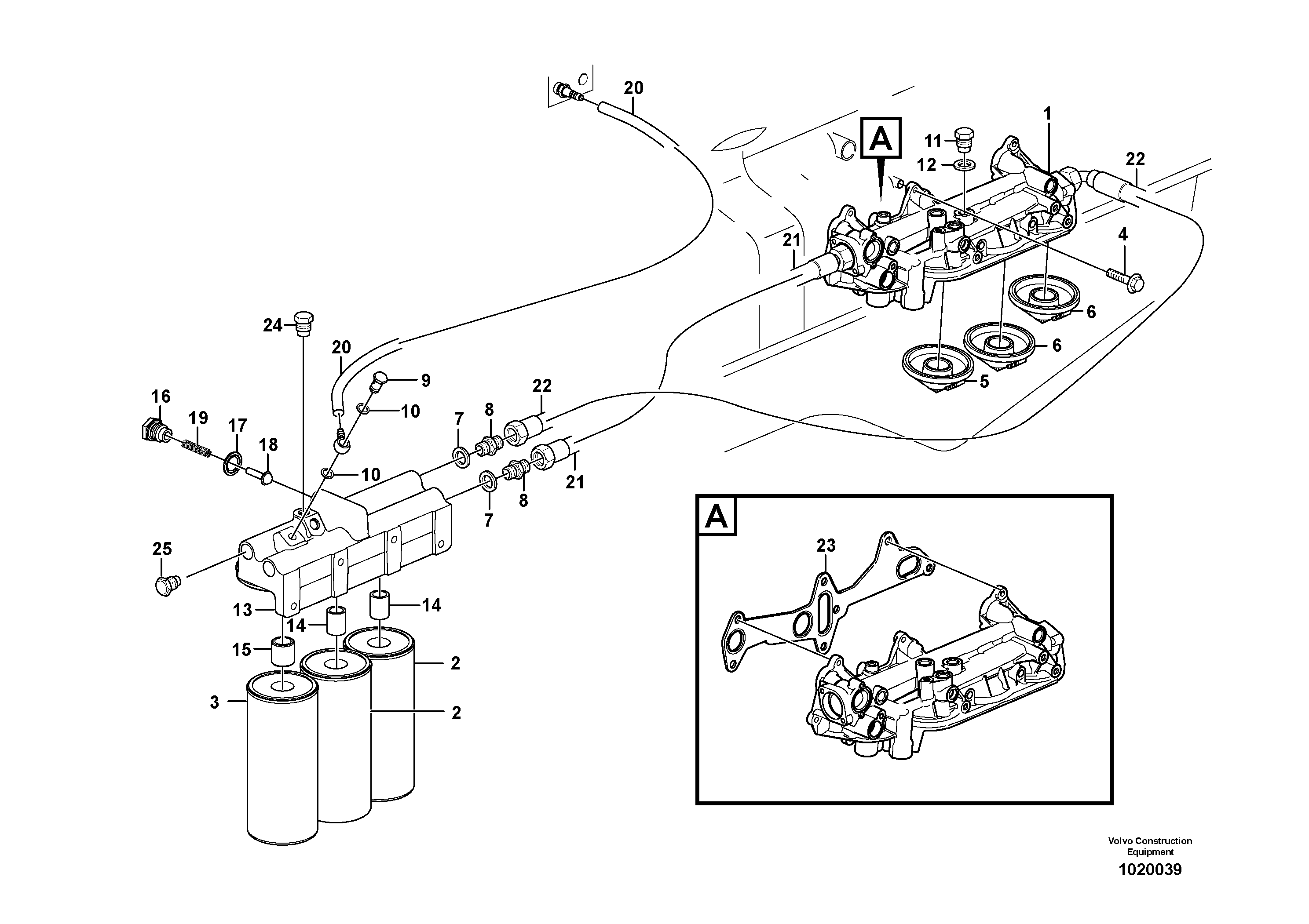 Oil filter with fitting parts — volvo parts diagram