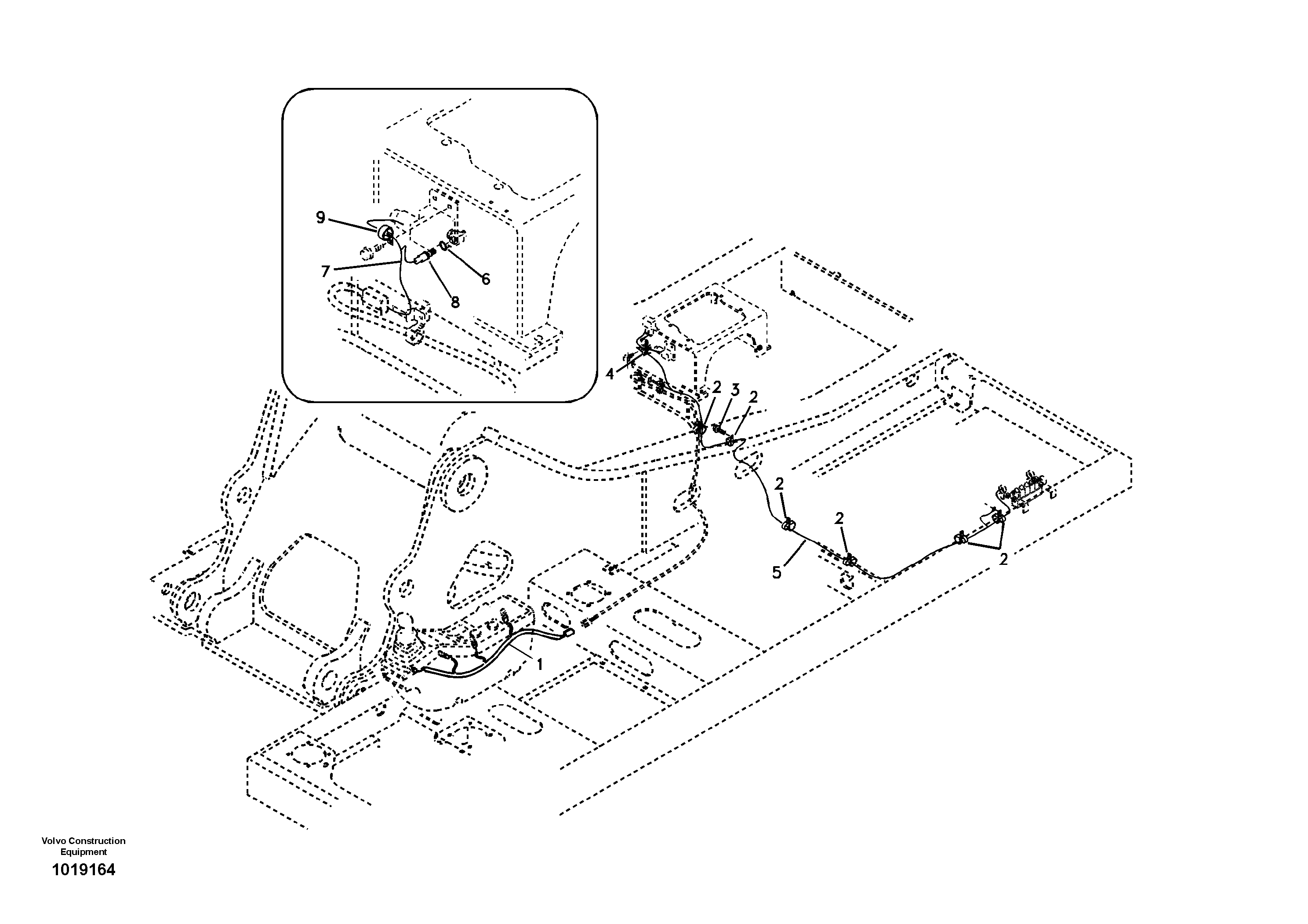 Cable and wire harness for clamshell bucket — volvo parts diagram