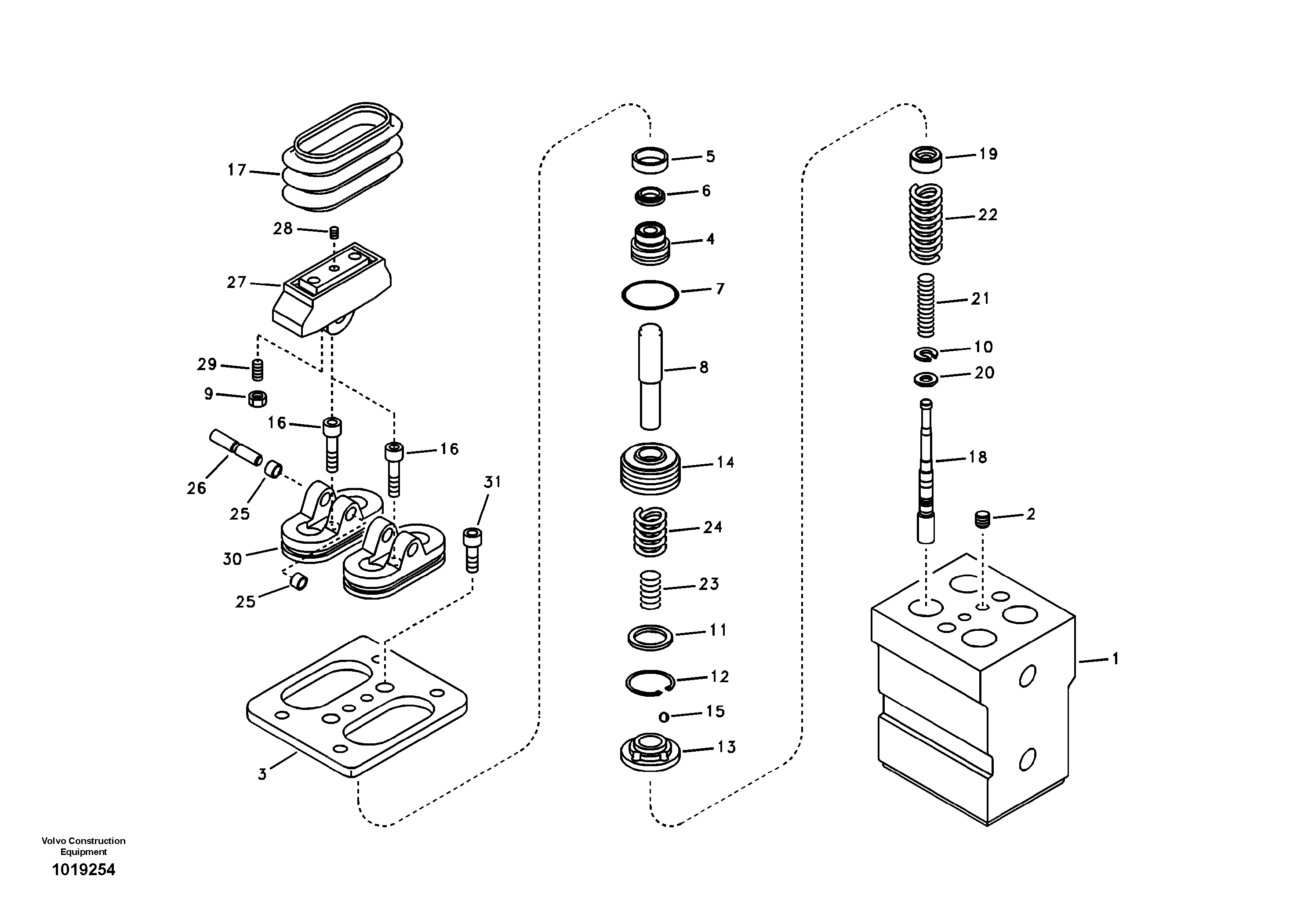 Remote control valve pedal, travel motor — volvo parts diagram