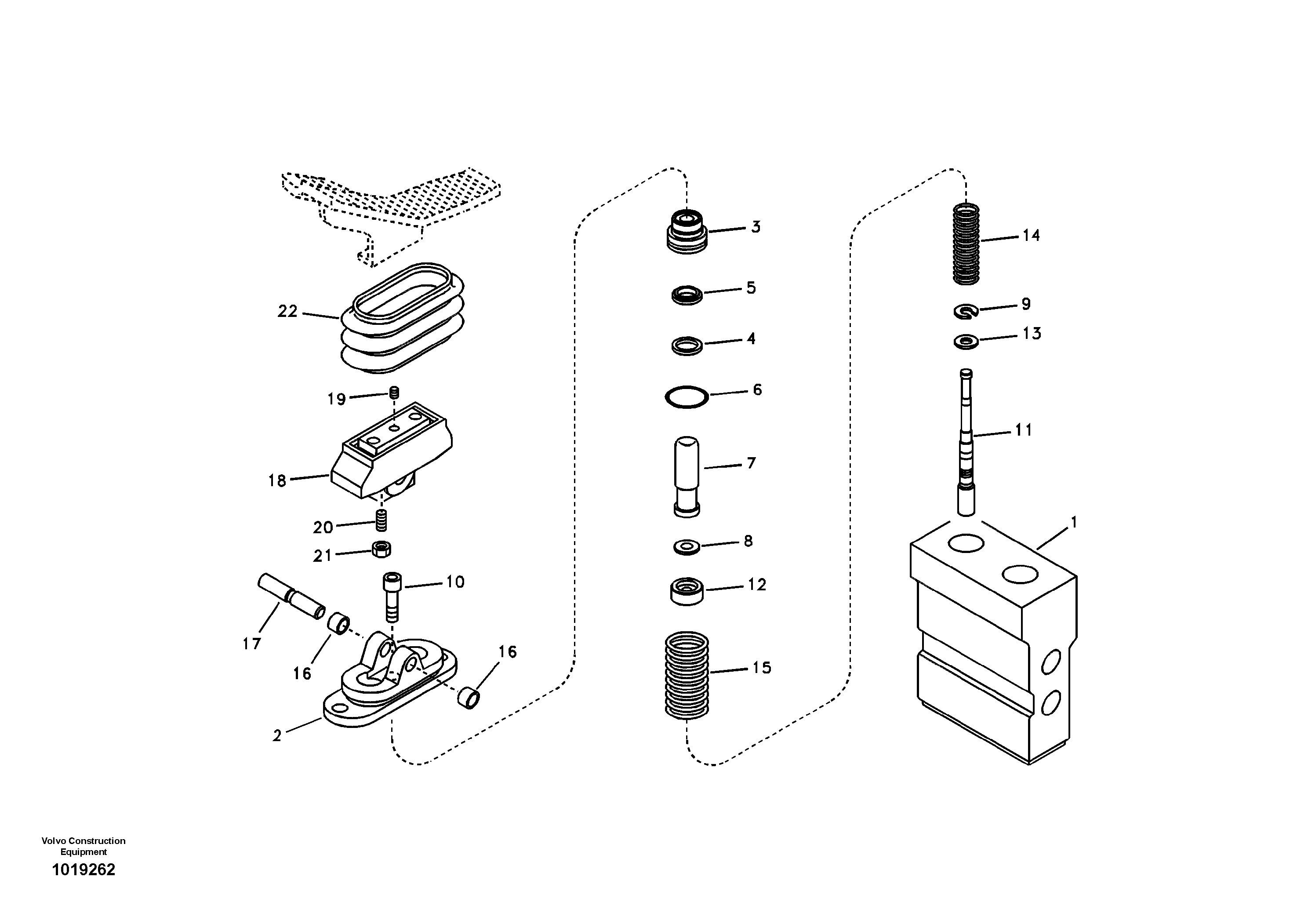 Working hydraulic, remote control valve pedal for hammer and shear — volvo parts diagram