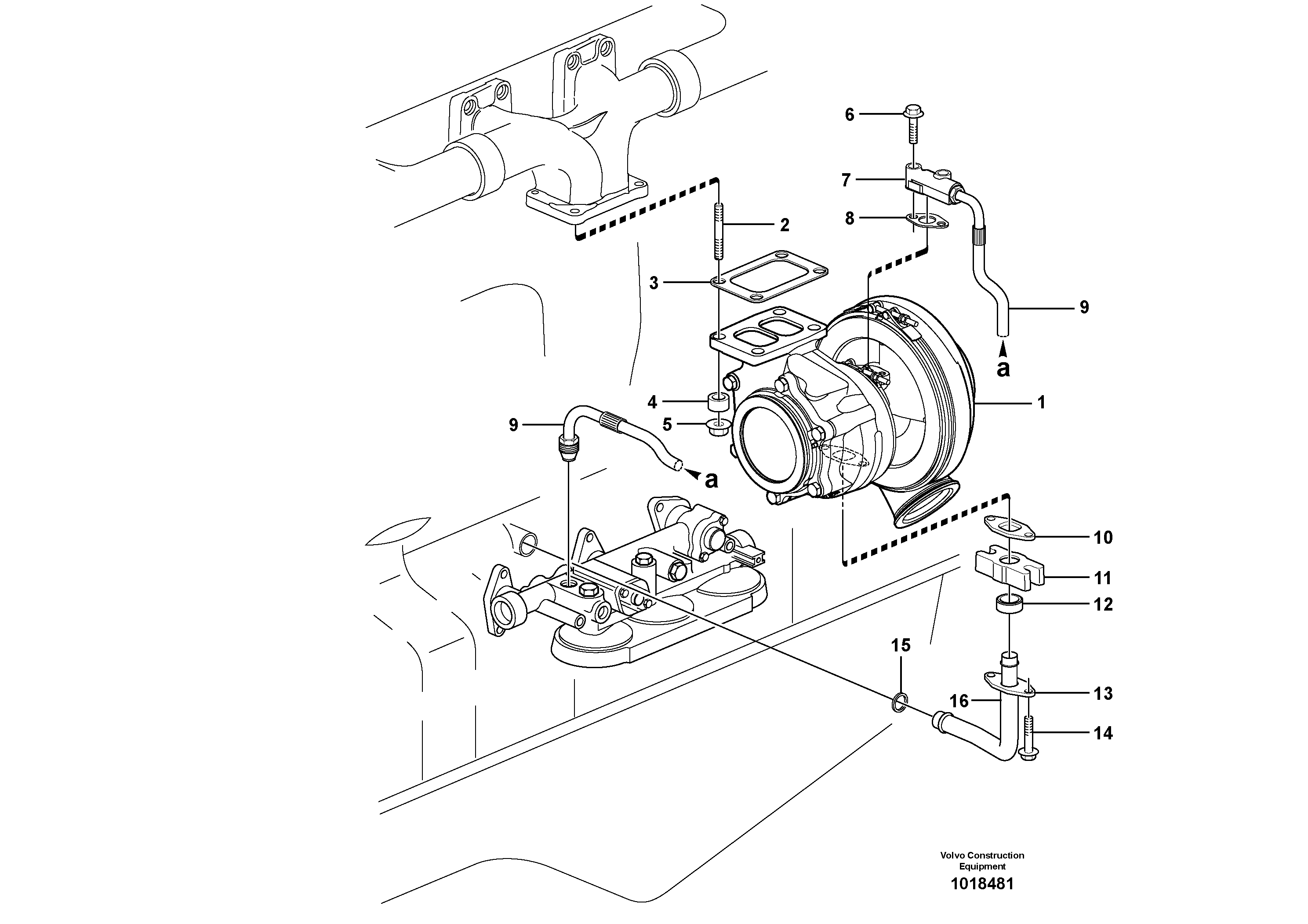 Turbocharger with fitting parts — volvo parts diagram