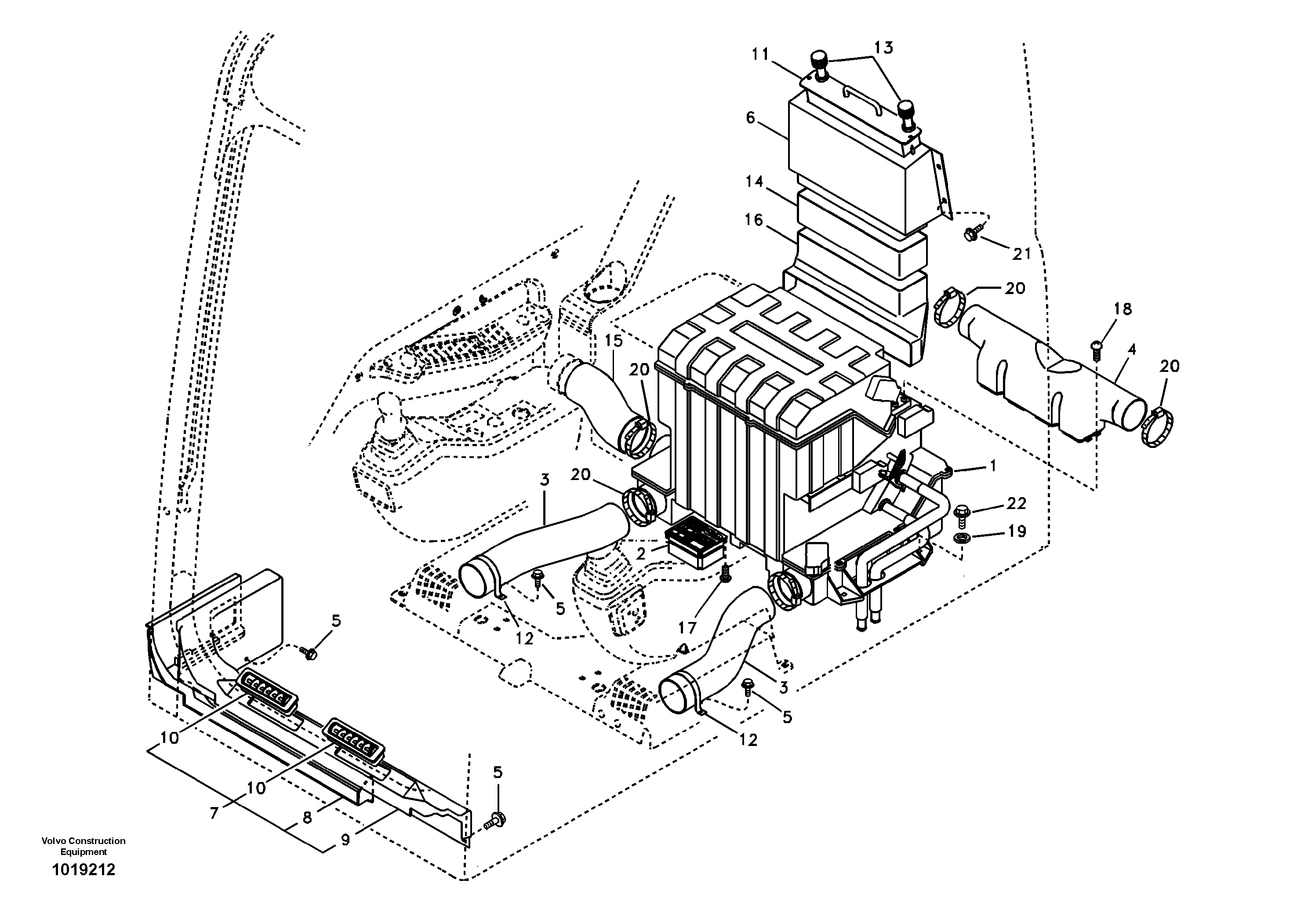 Air duct in cabin and cabin floor — volvo parts diagram