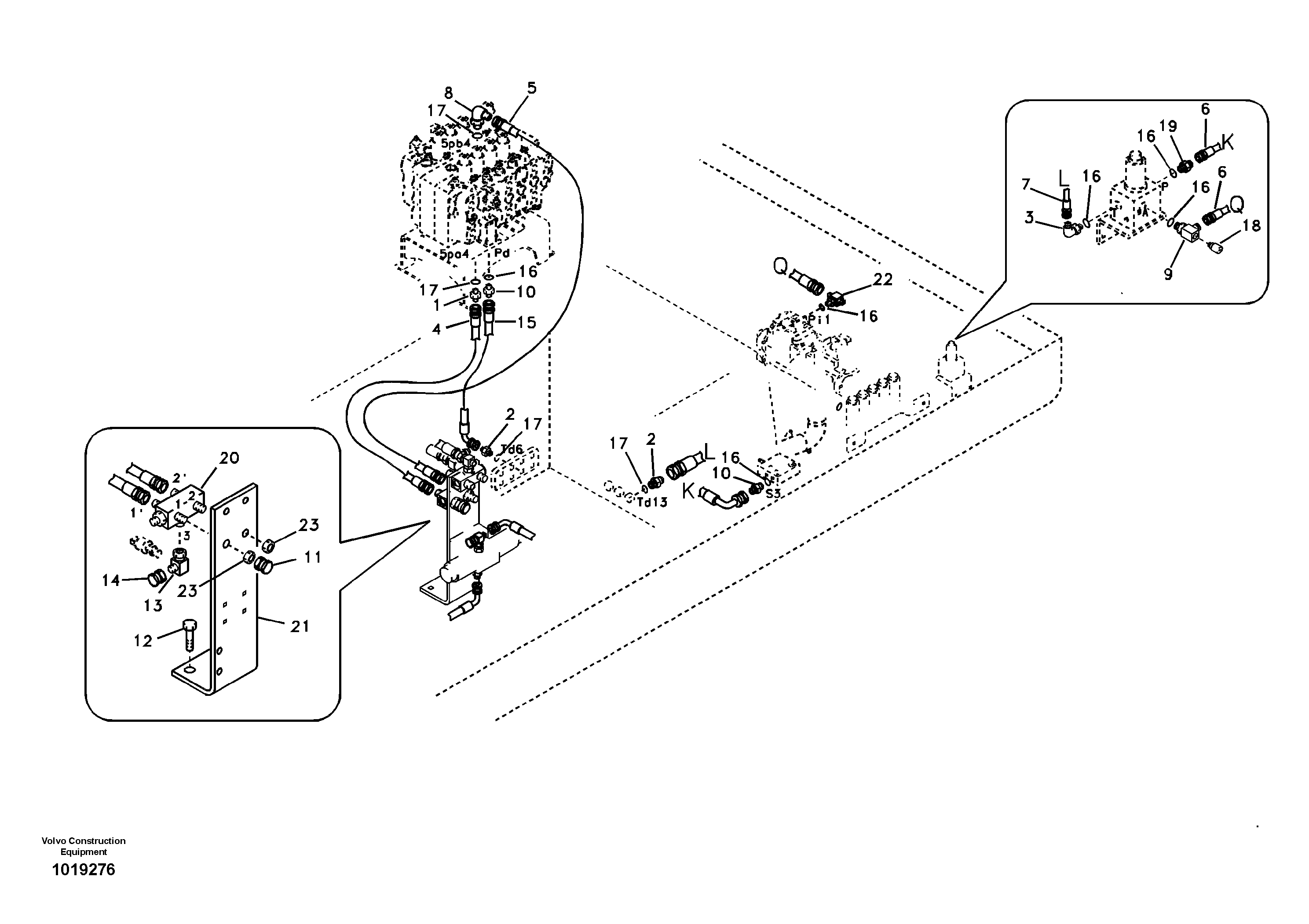 Working hydraulic, hammer and shear for 1st pump flow — volvo parts diagram