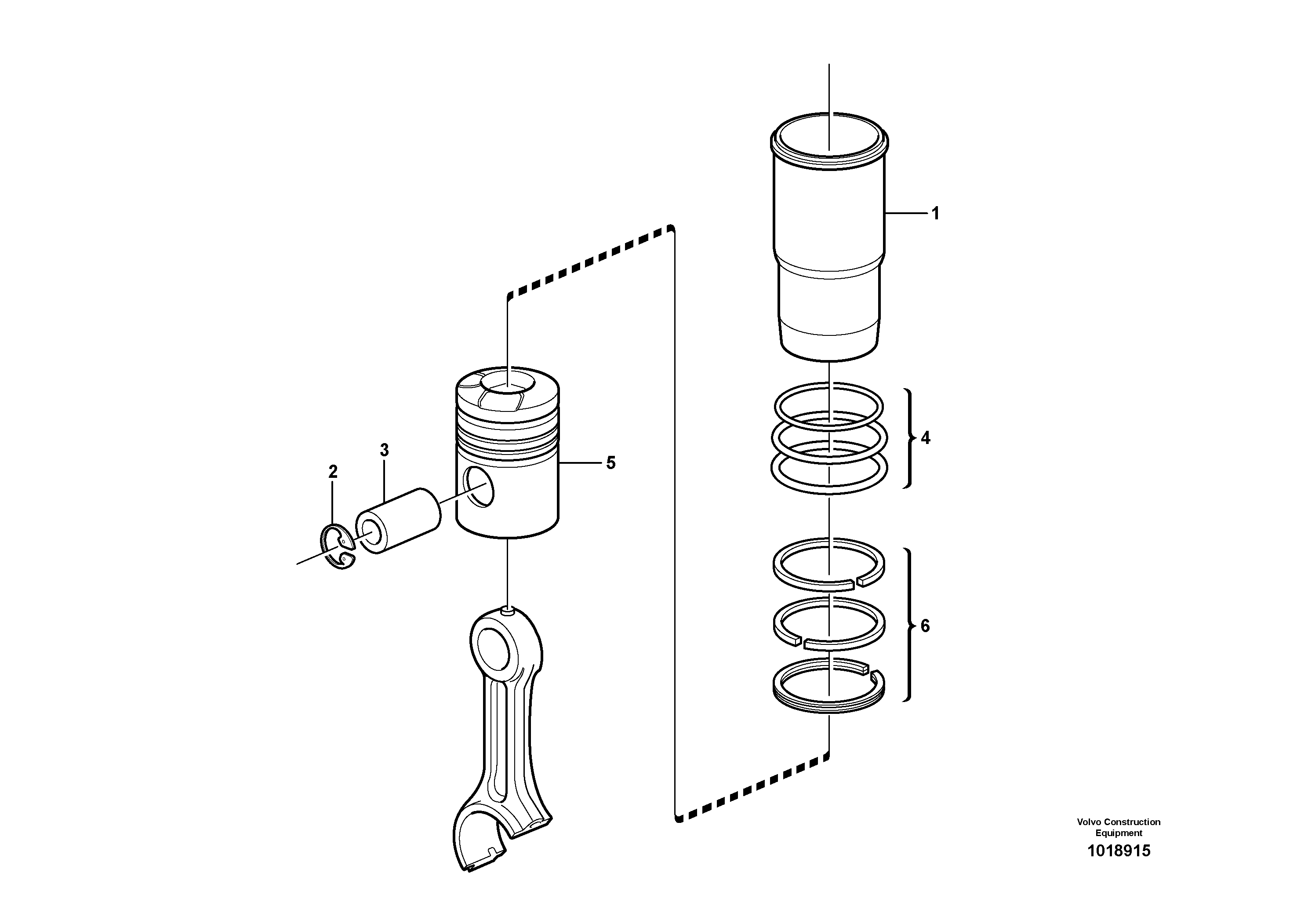 Cylinder liner and piston — volvo parts diagram