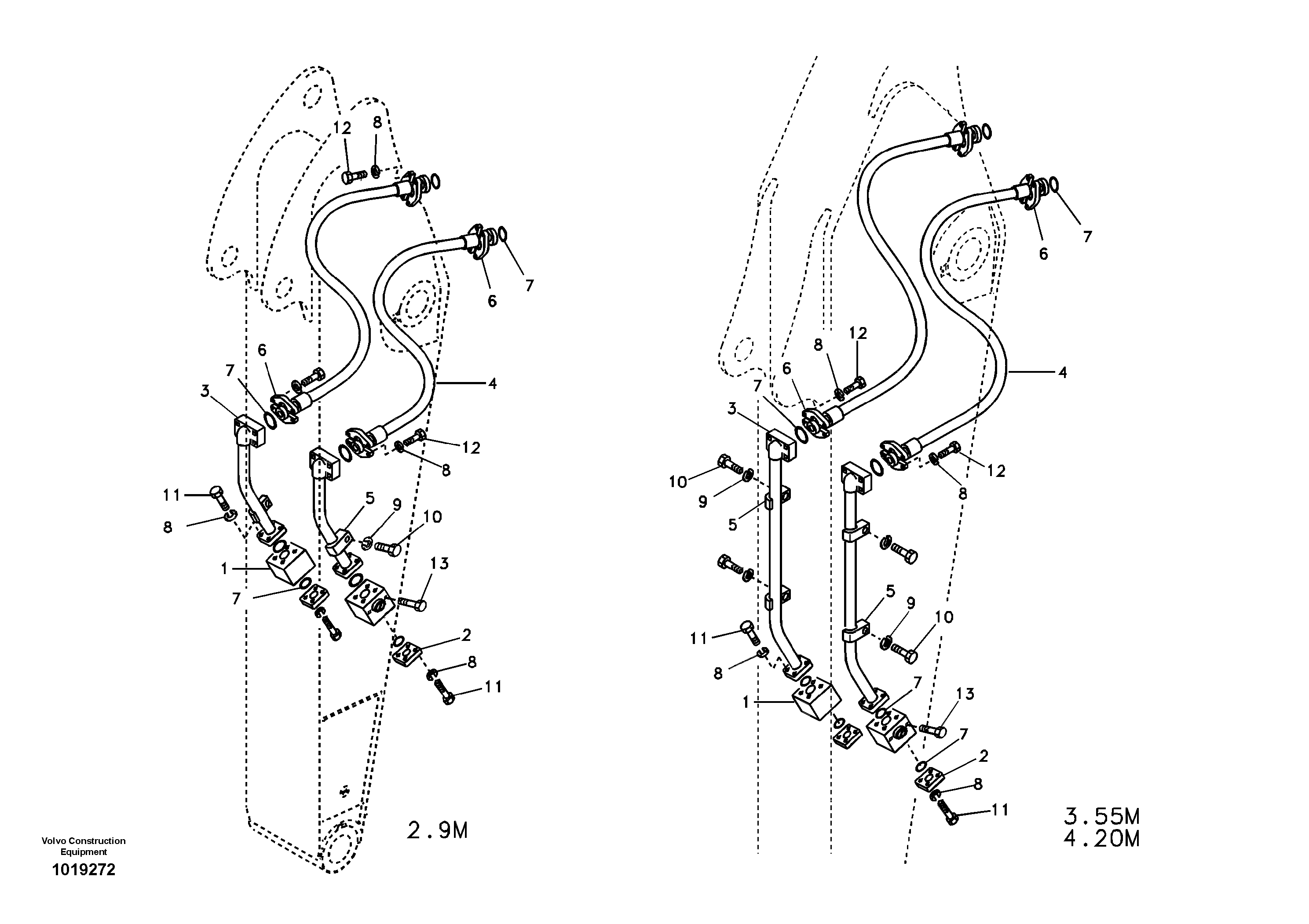 Working hydraulic, hammer and shear for dipper arm — volvo parts diagram