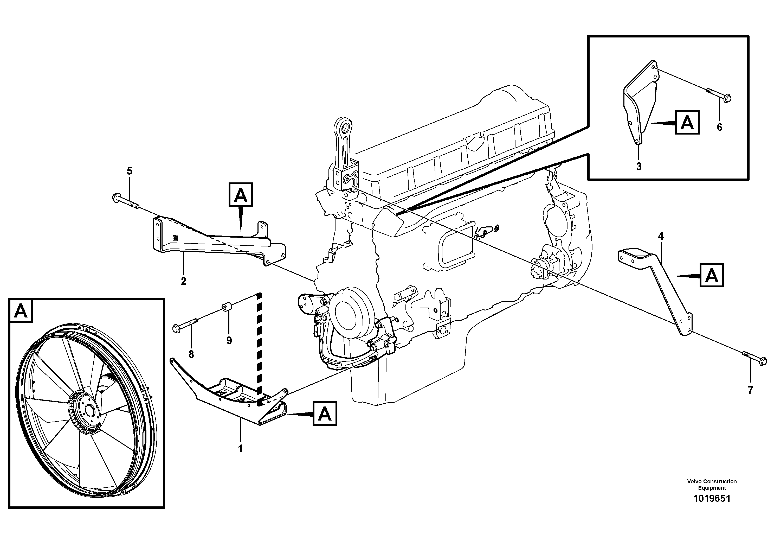 Cooling fan mounting — volvo parts diagram
