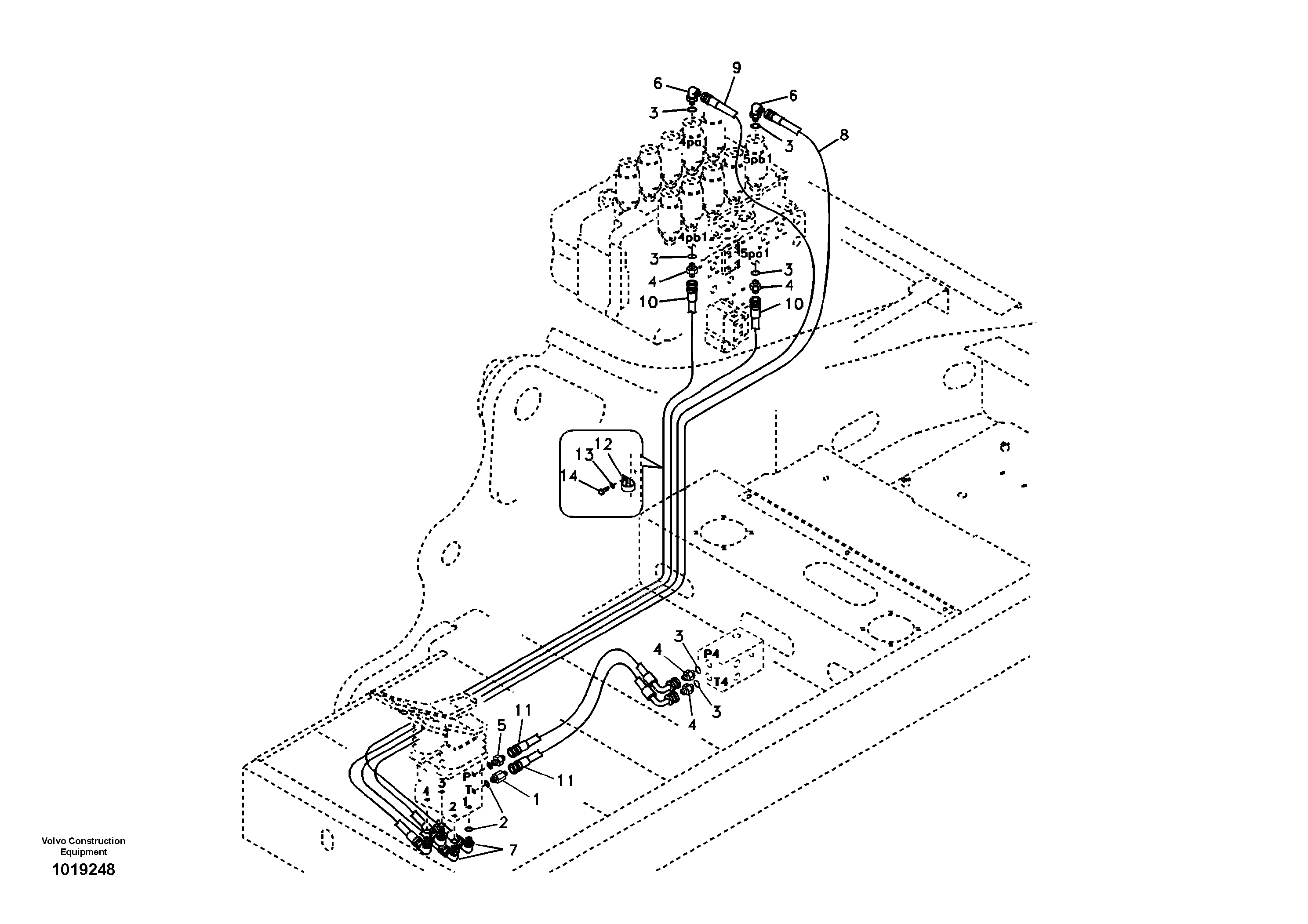 Servo system, control valve to remote control valve pedal — volvo parts diagram