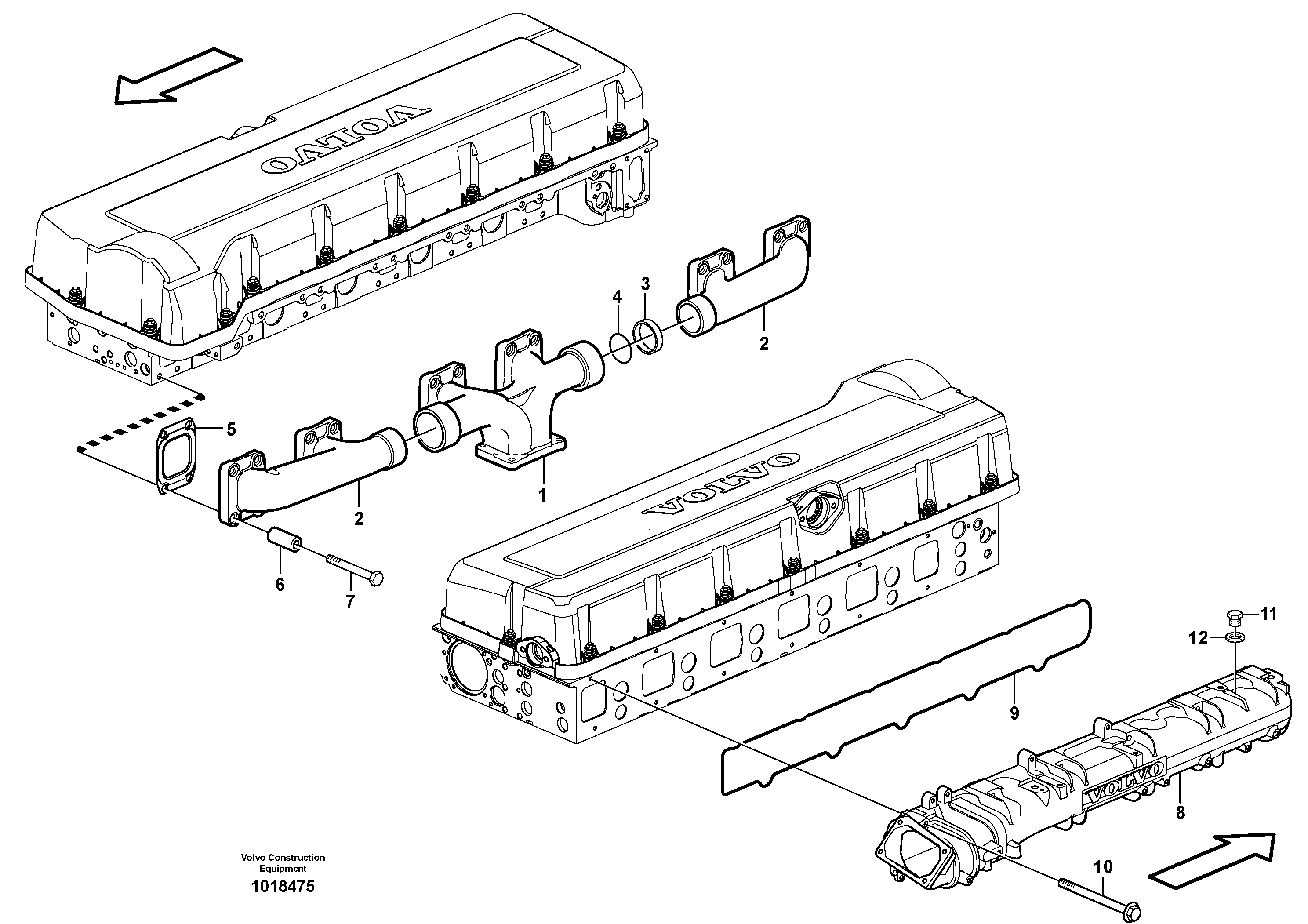 Inlet manifold and exhaust manifold — volvo parts diagram