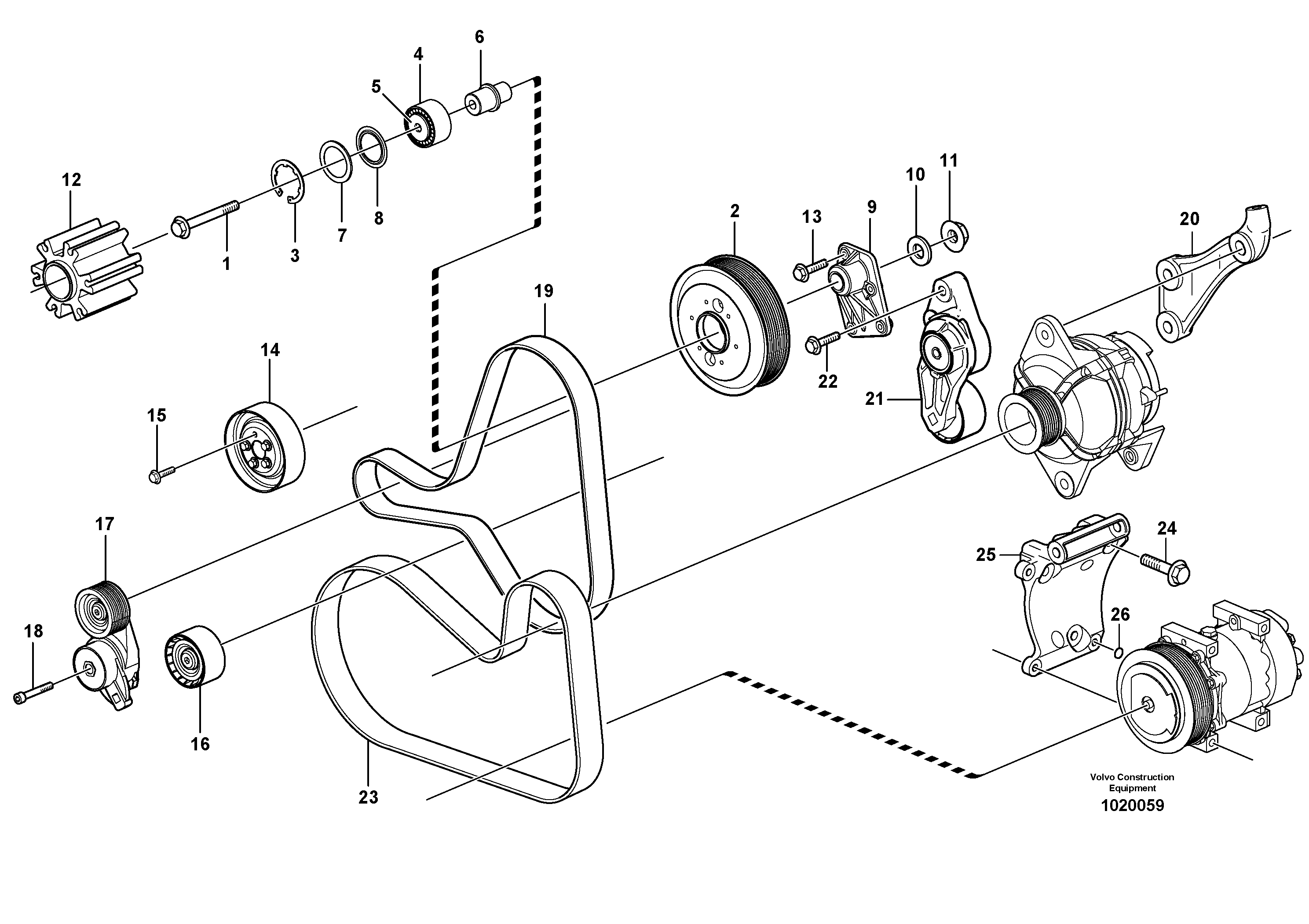 Belt transmission, pulley — volvo parts diagram