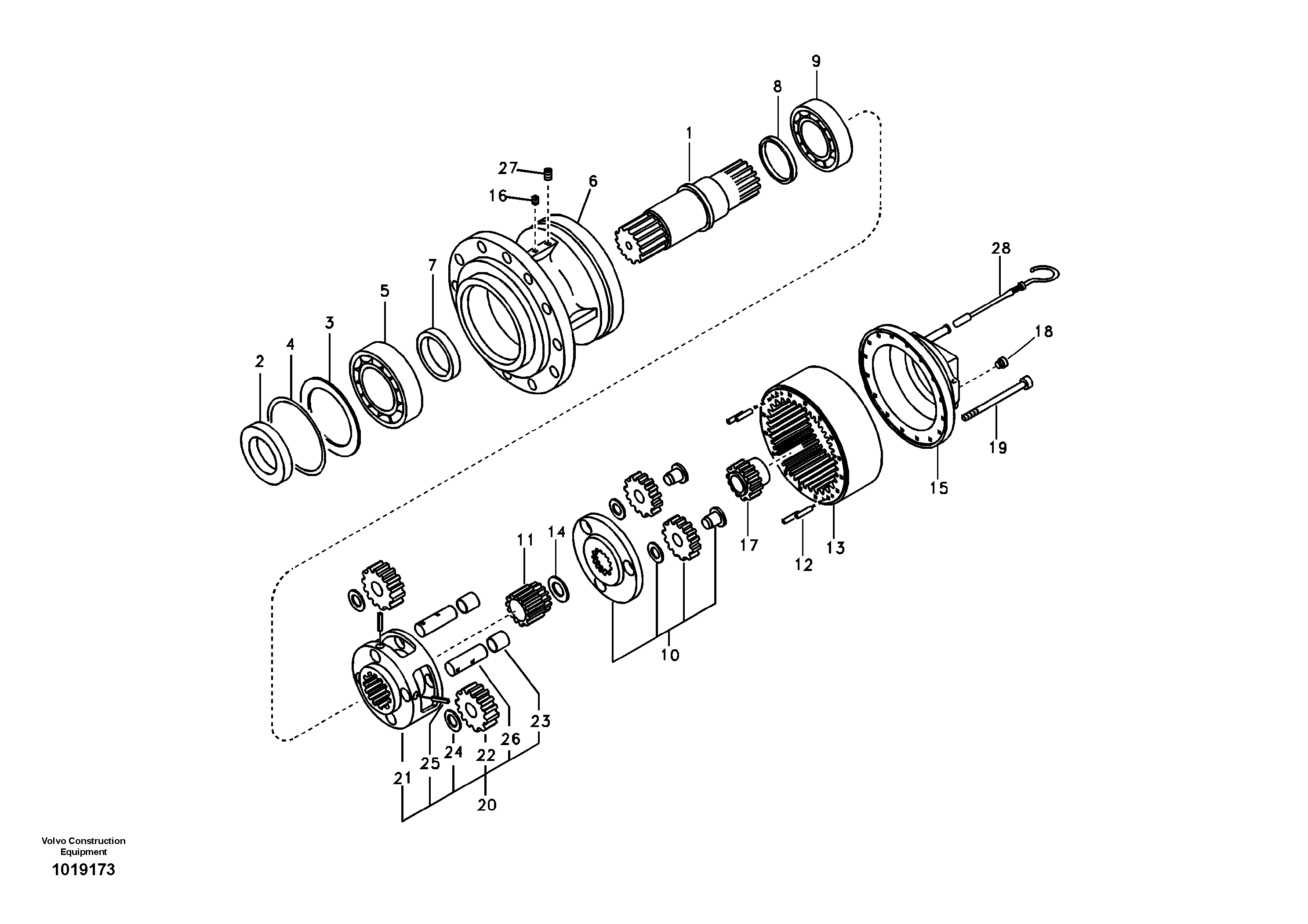 Swing gearbox — volvo parts diagram