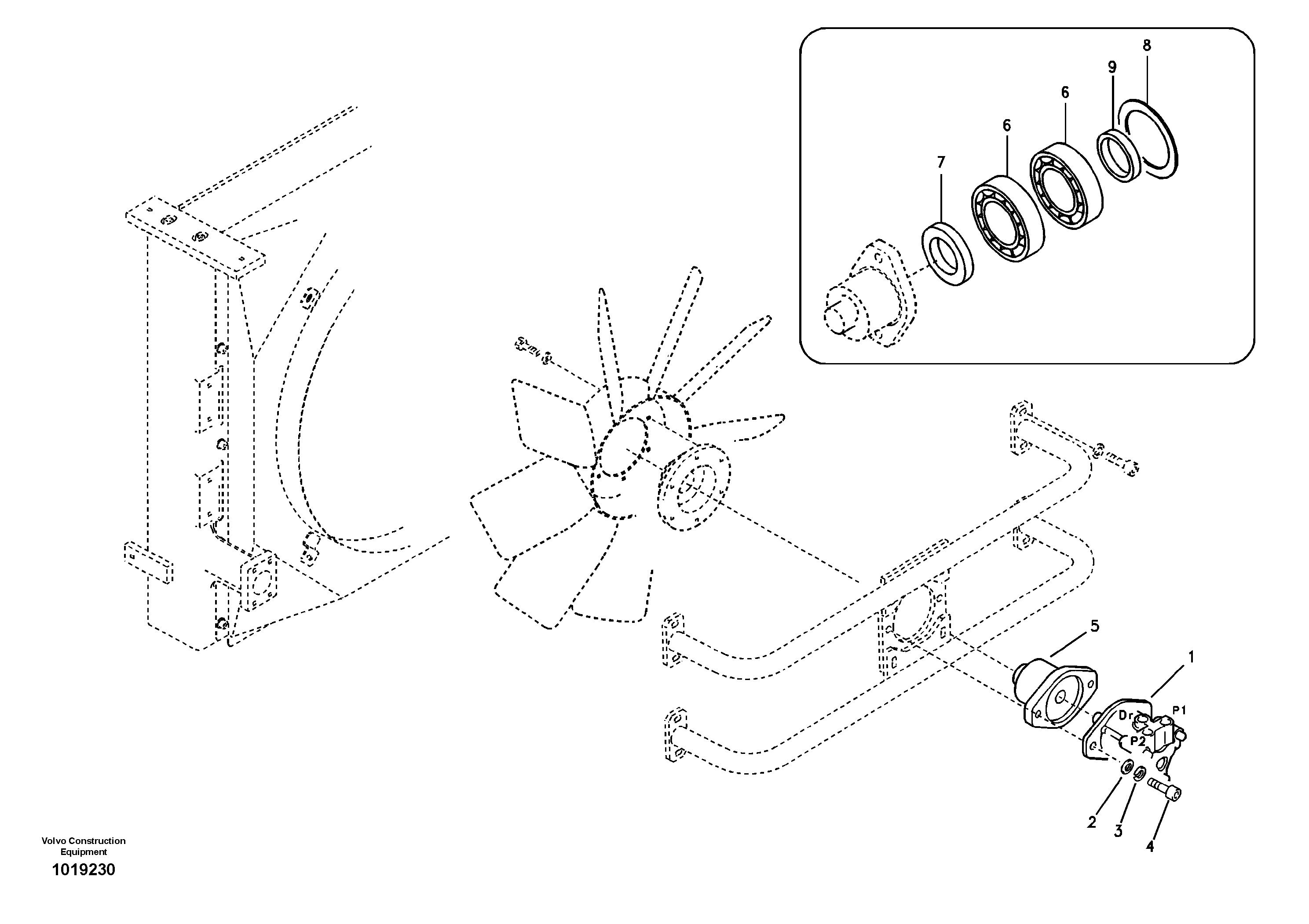 Hydraulic system, oil cooling fan motor mount — volvo parts diagram