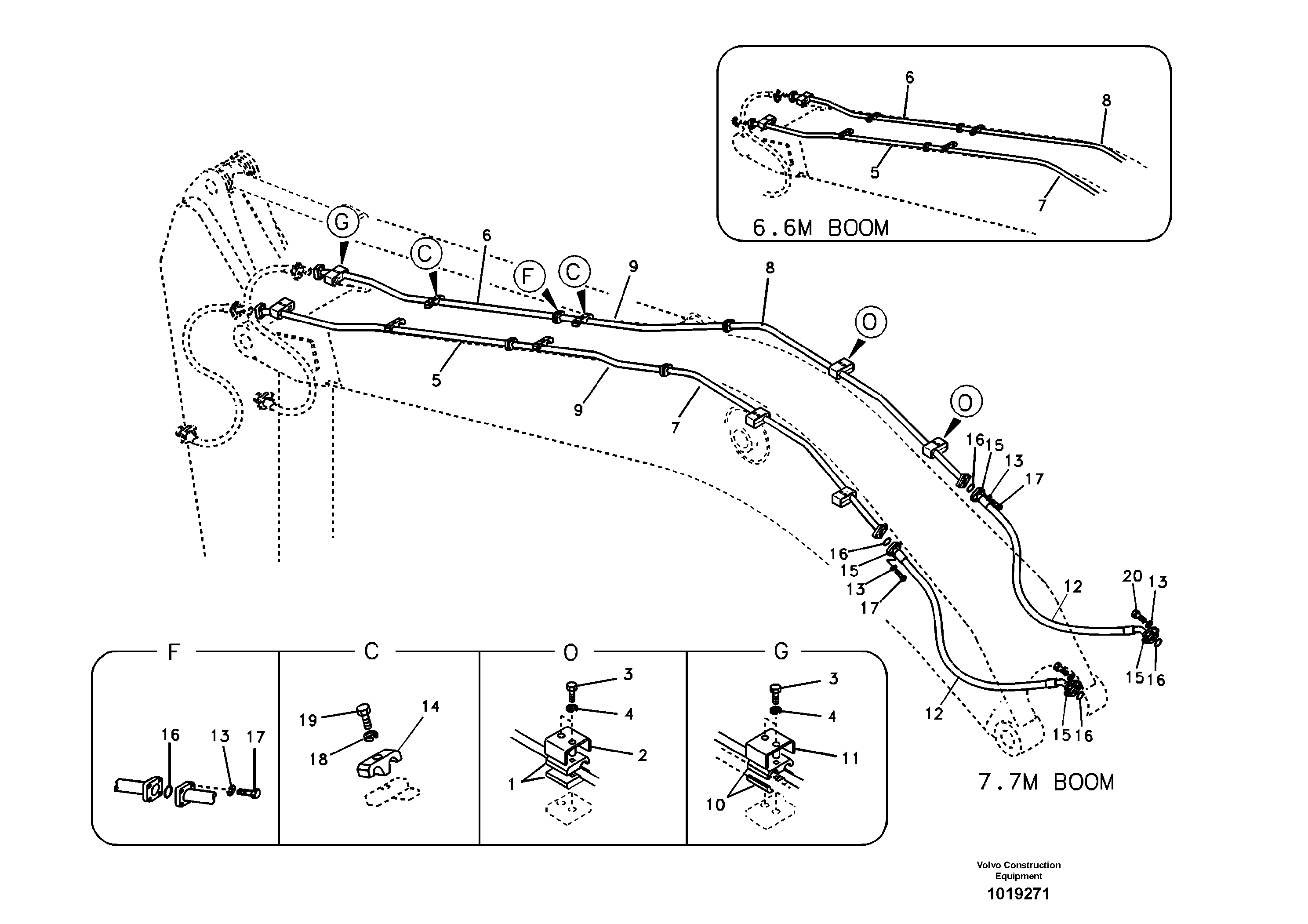 Working hydraulic, hammer and shear for boom — volvo parts diagram