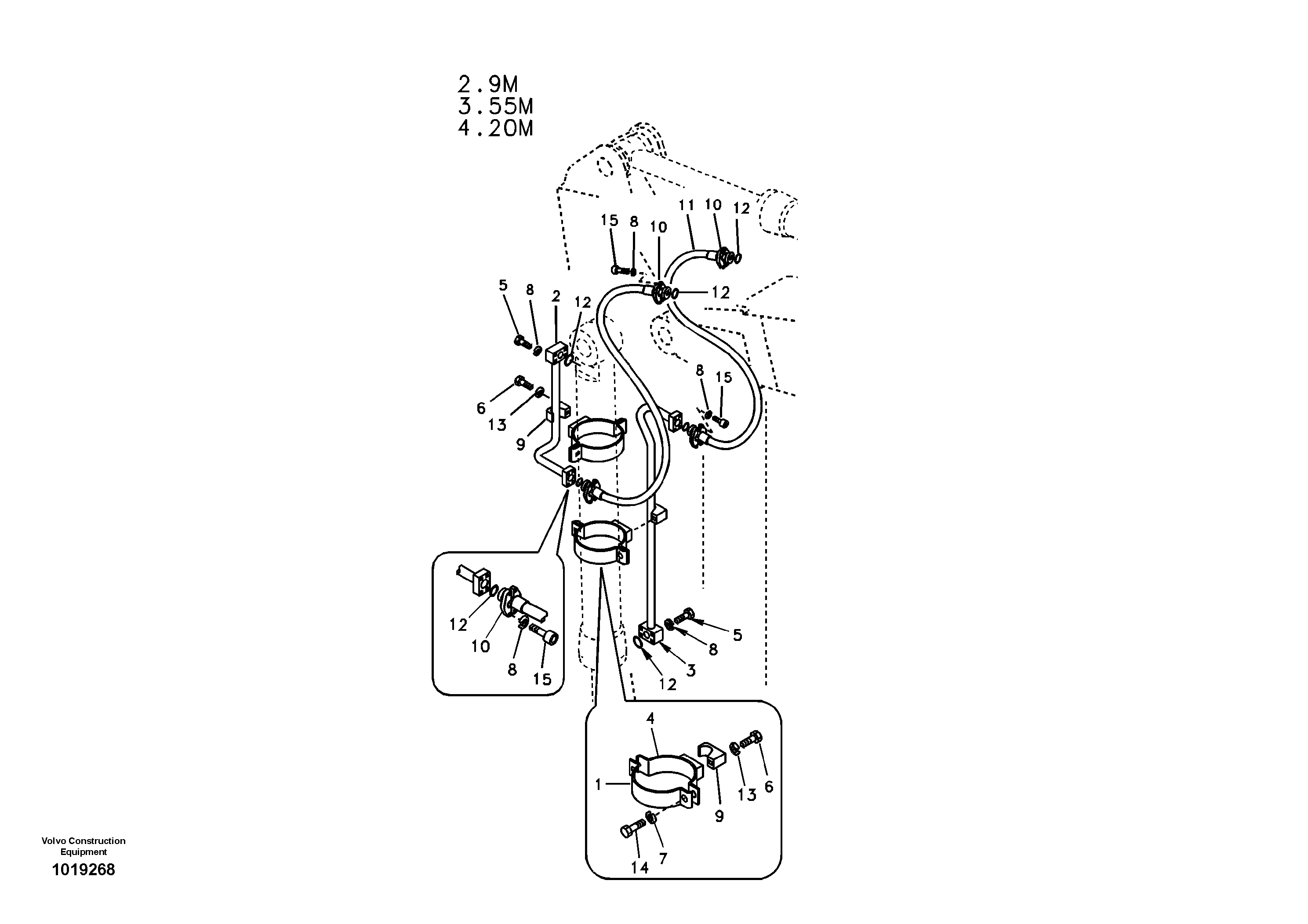Working hydraulic, bucket cylinder on dipper arm — volvo parts diagram