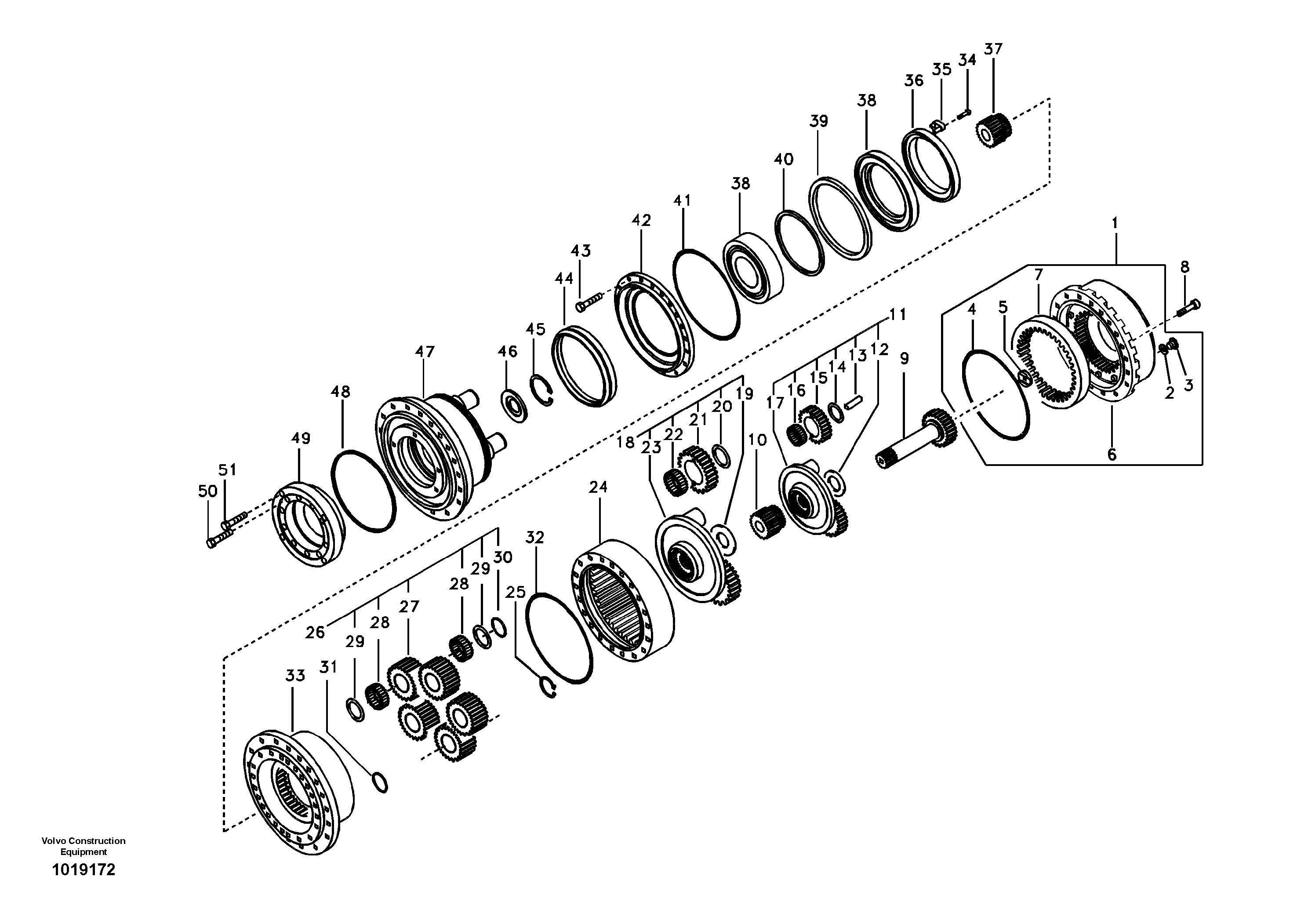 Travel gearbox — volvo parts diagram