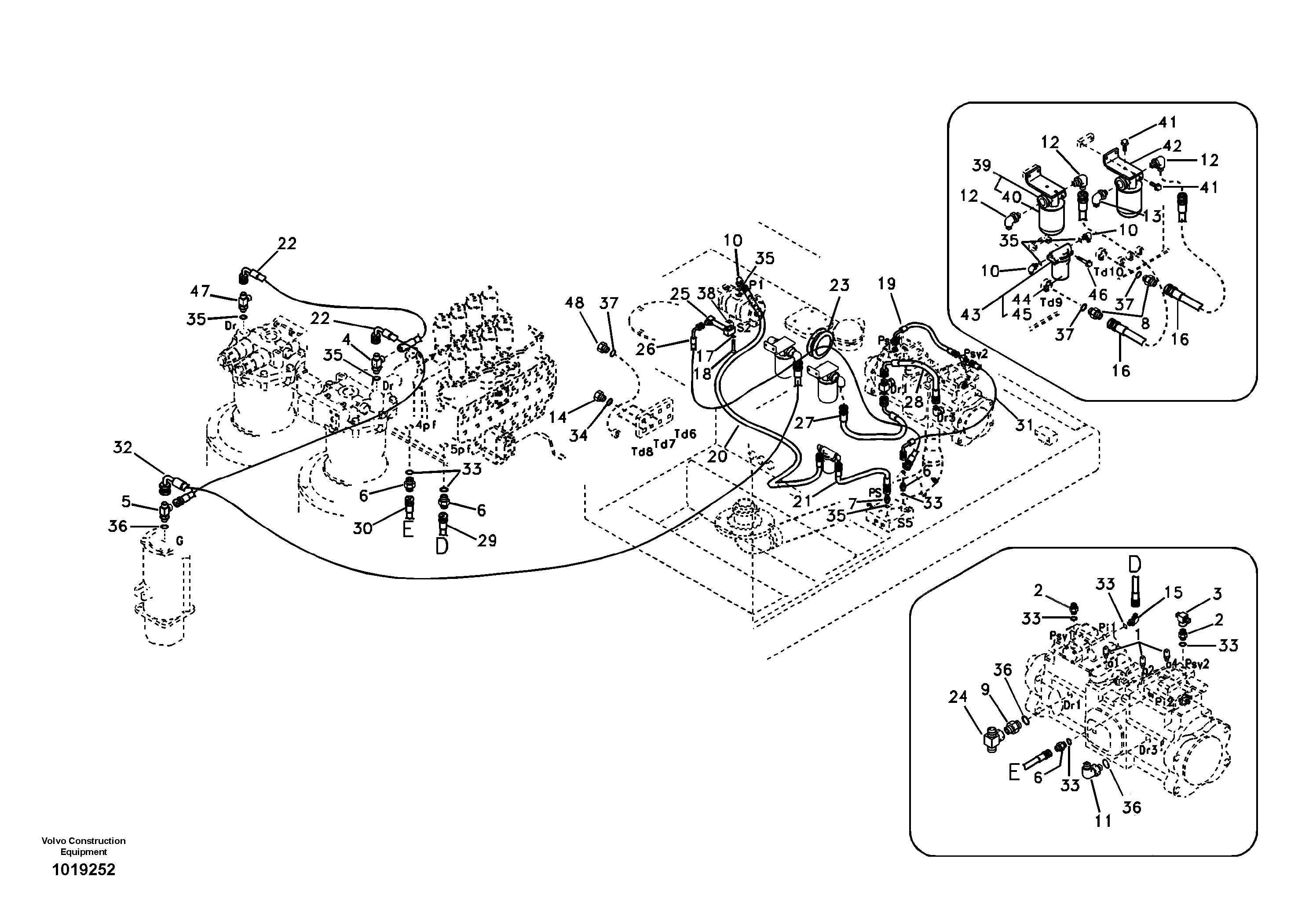 Servo system, pump piping and filter mount. — volvo parts diagram
