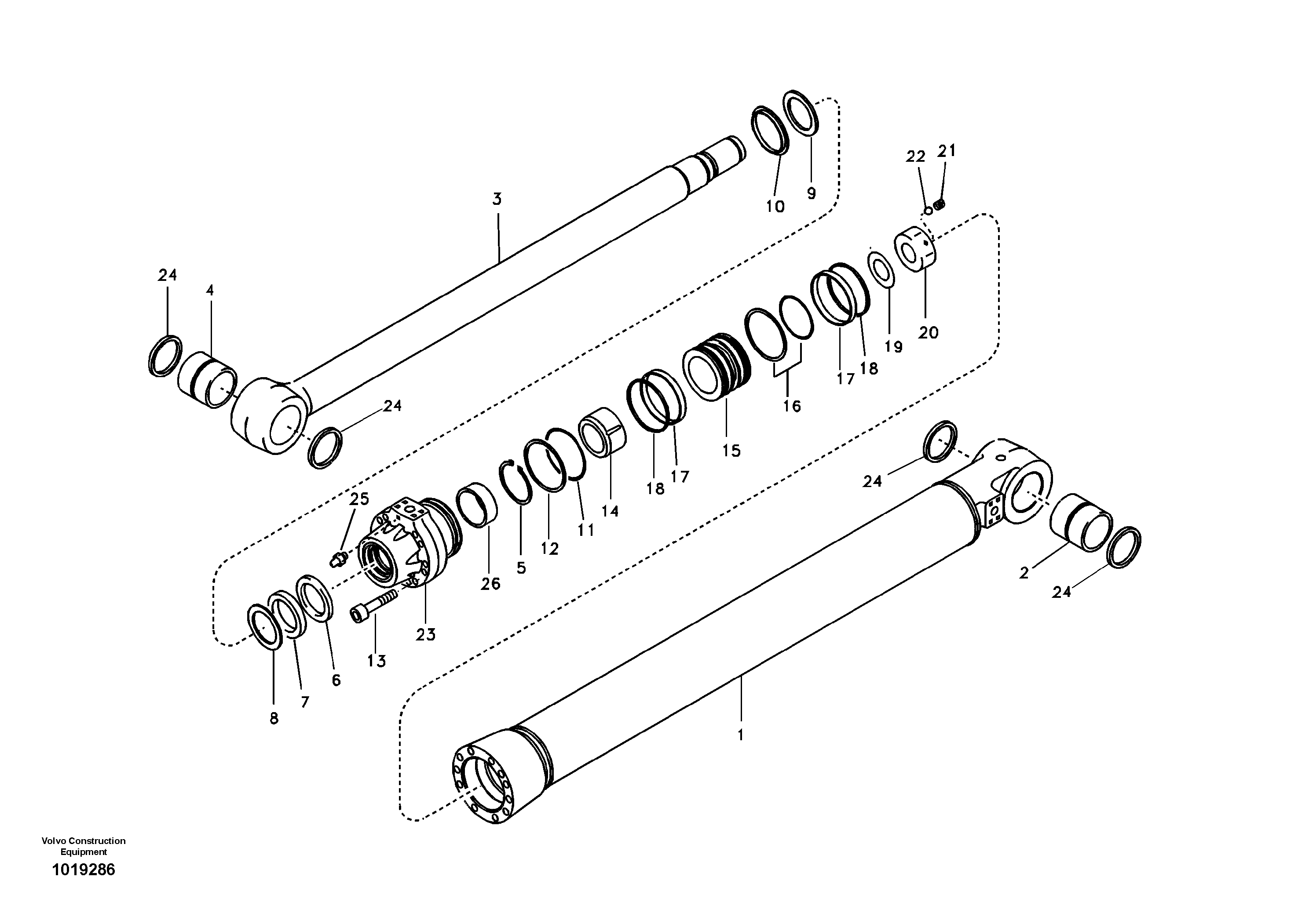 Dipper arm cylinder — volvo parts diagram