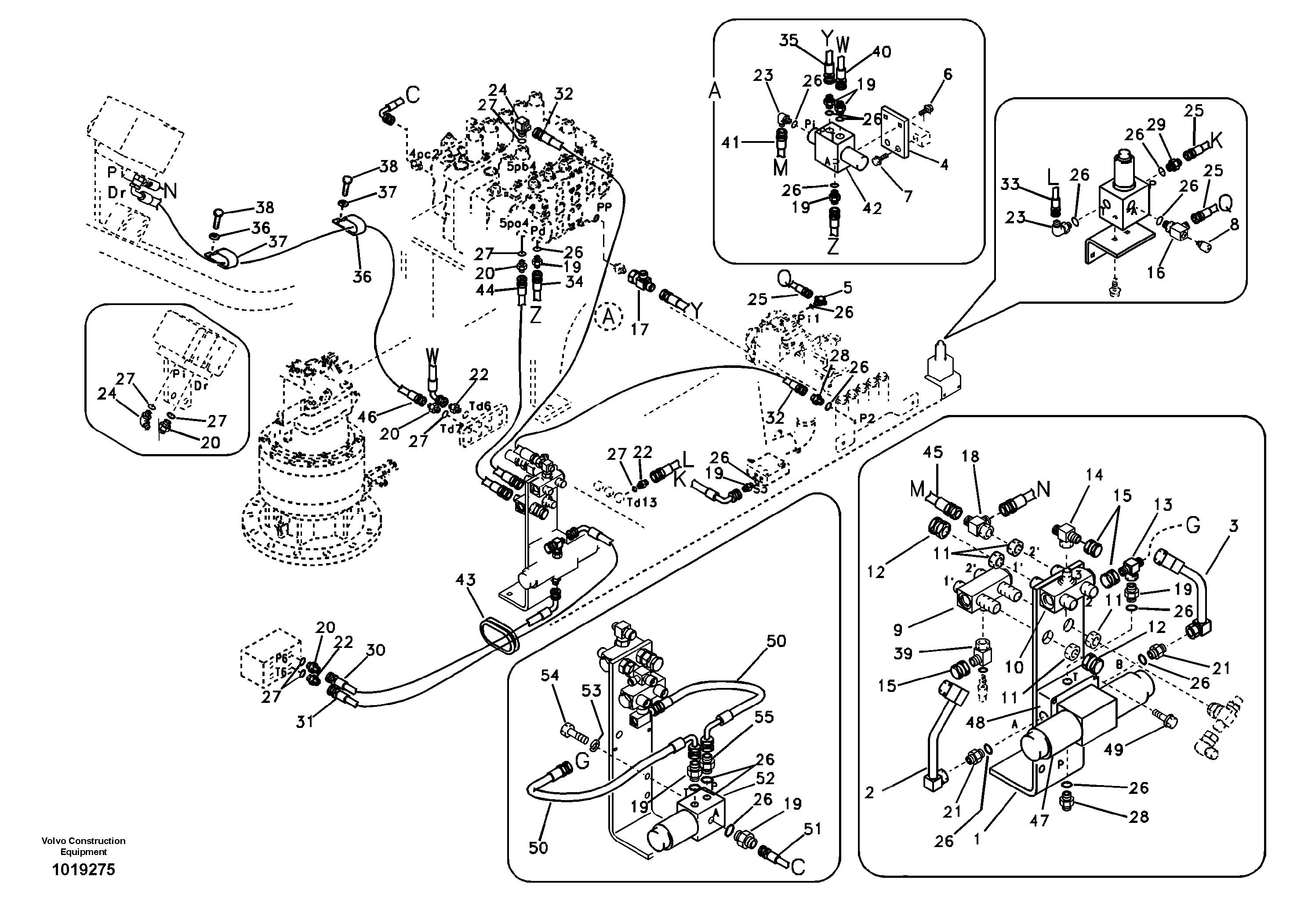 Working hydraulic, hammer and shear for 1st pump flow — volvo parts diagram