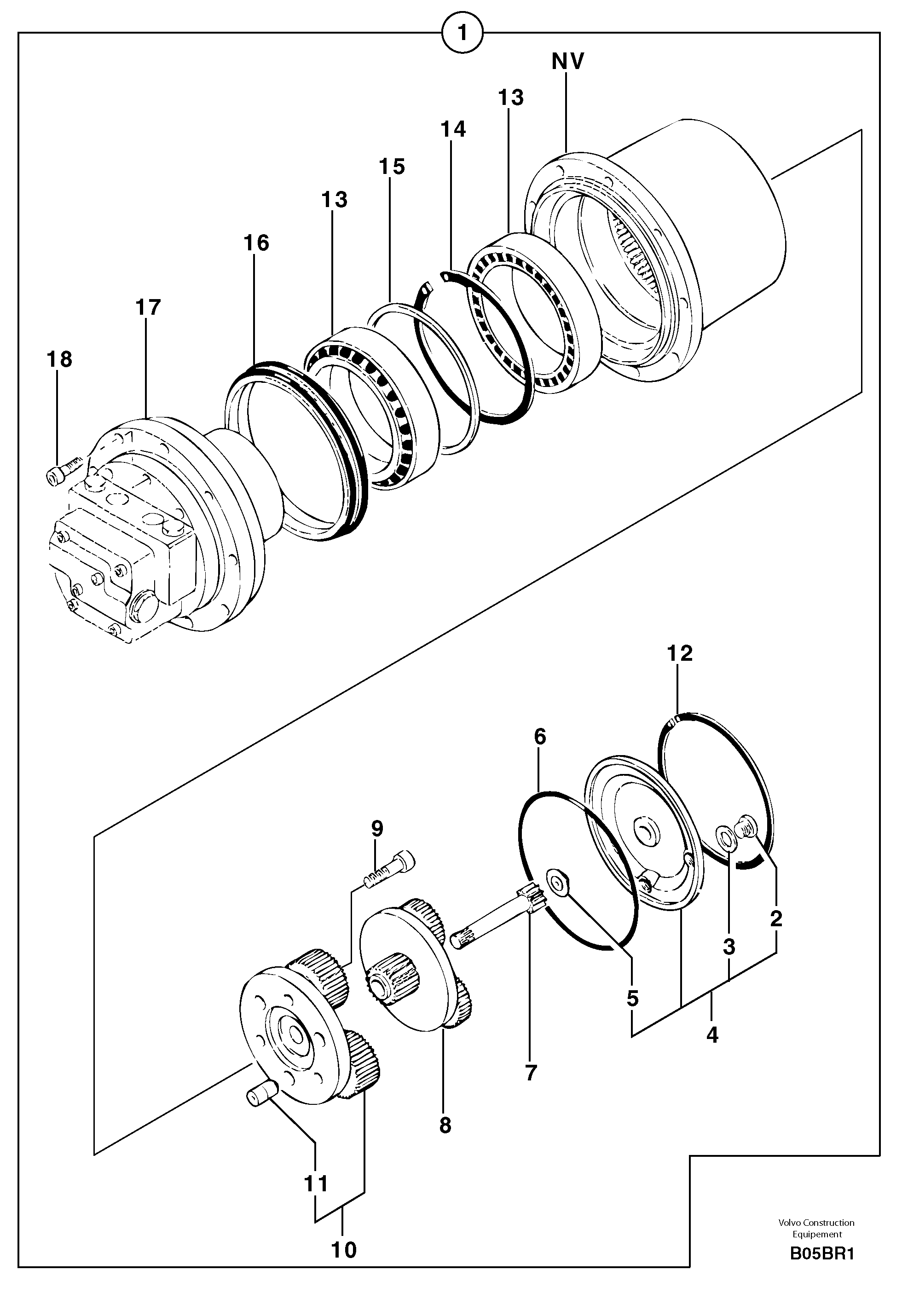 Travelling gear motor assy — volvo parts diagram