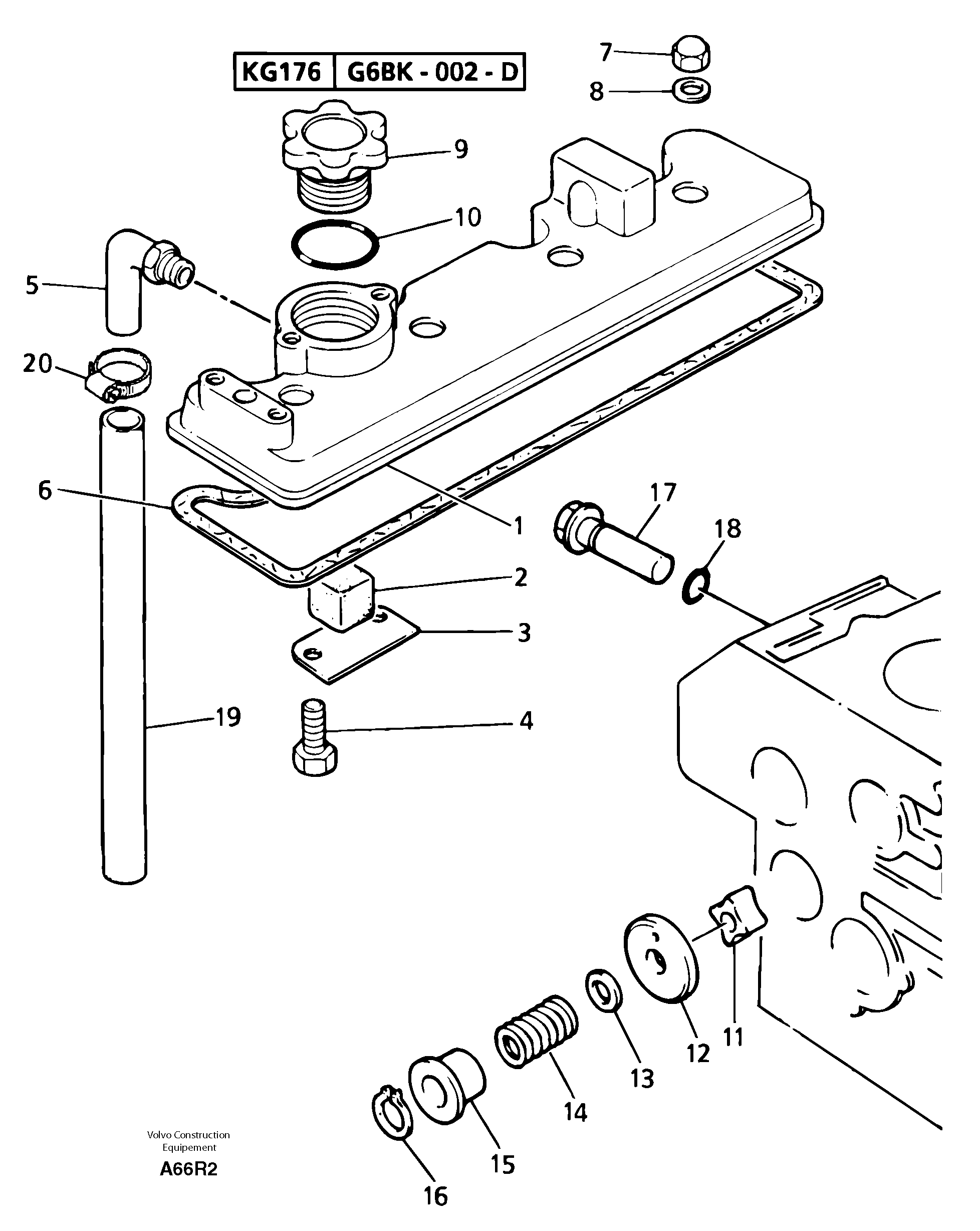 Lubrication oil filler and breather — volvo parts diagram