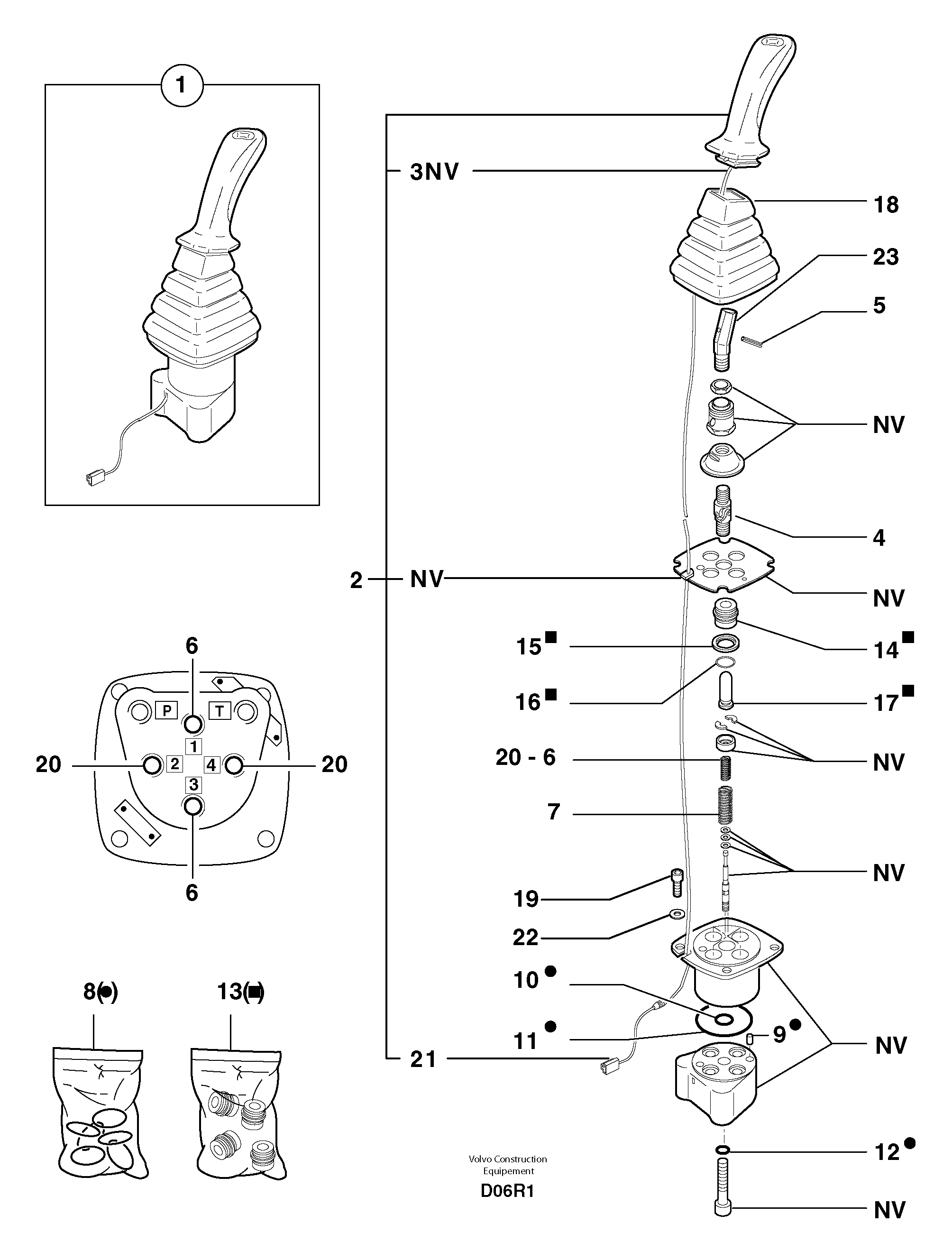 Control lever : boom / bucket ( right ) — volvo parts diagram