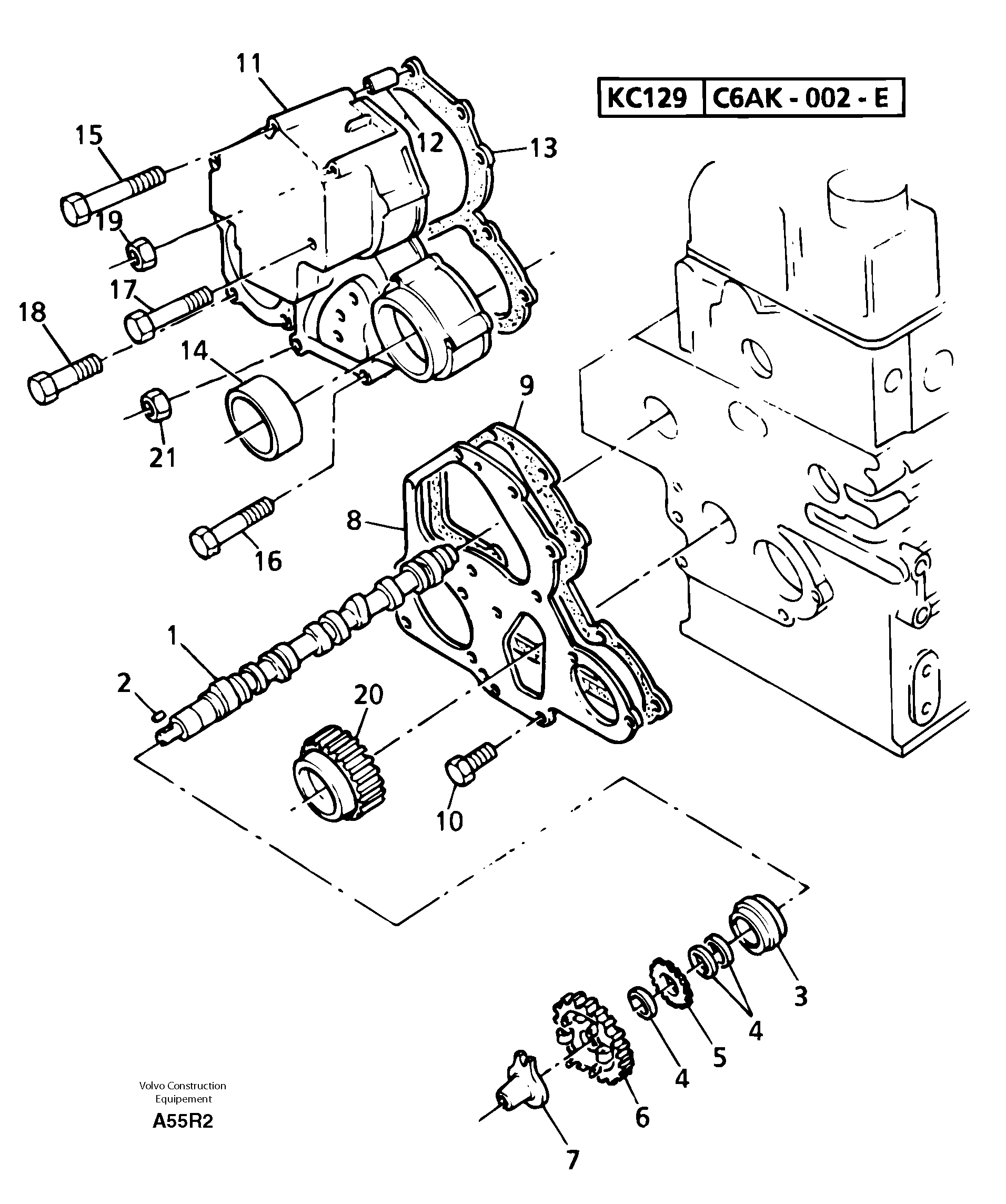 Timing gear and camshaft — volvo parts diagram
