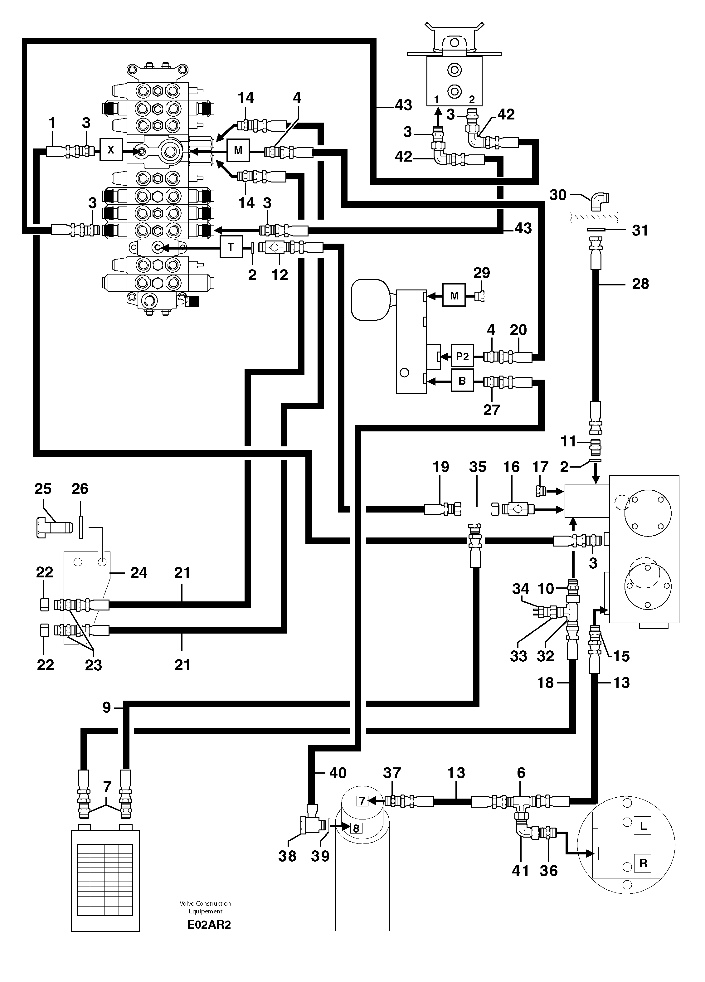 Attachments supply and return circuit — volvo parts diagram